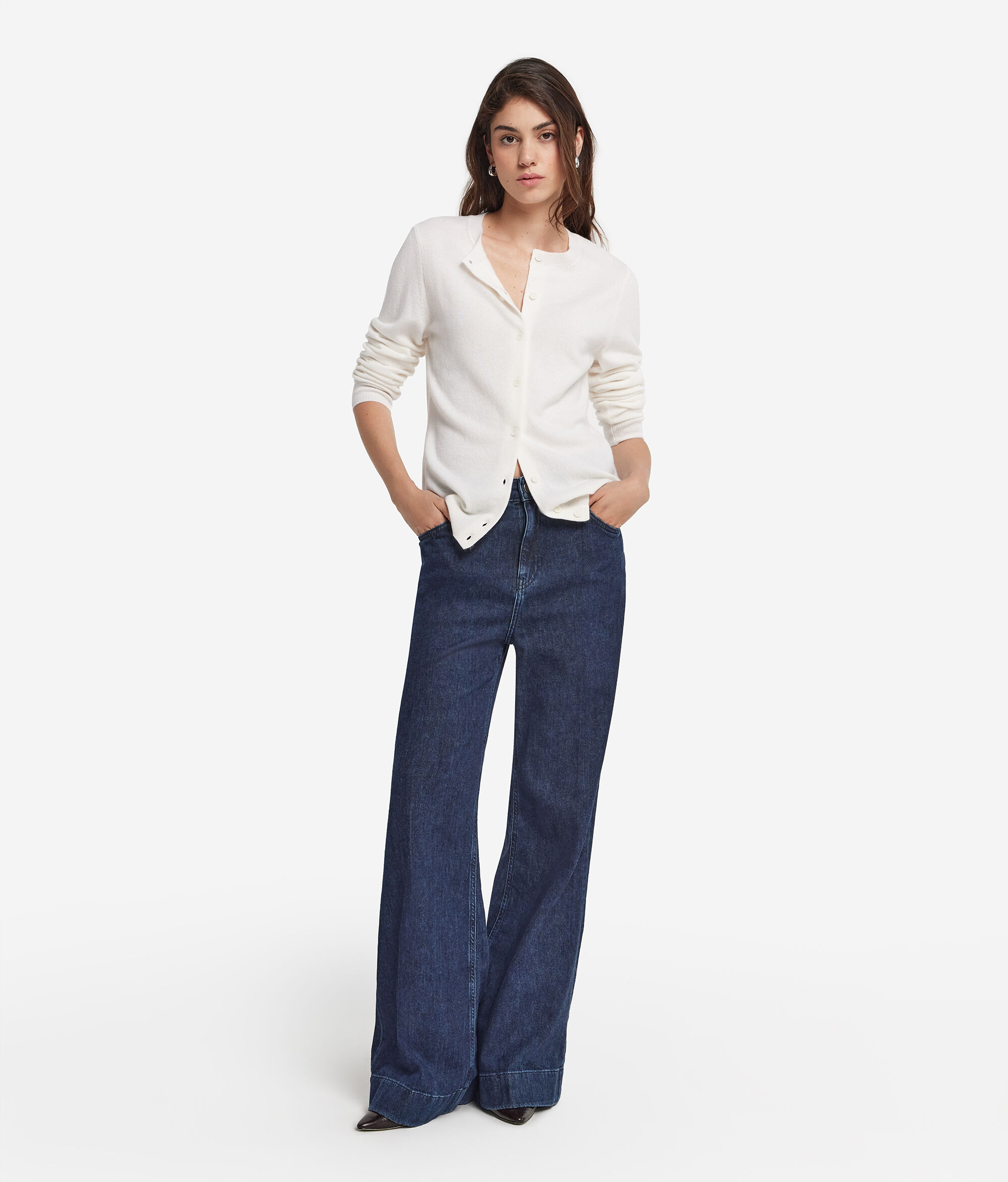 Pantalon évasé en denim de cachemire
