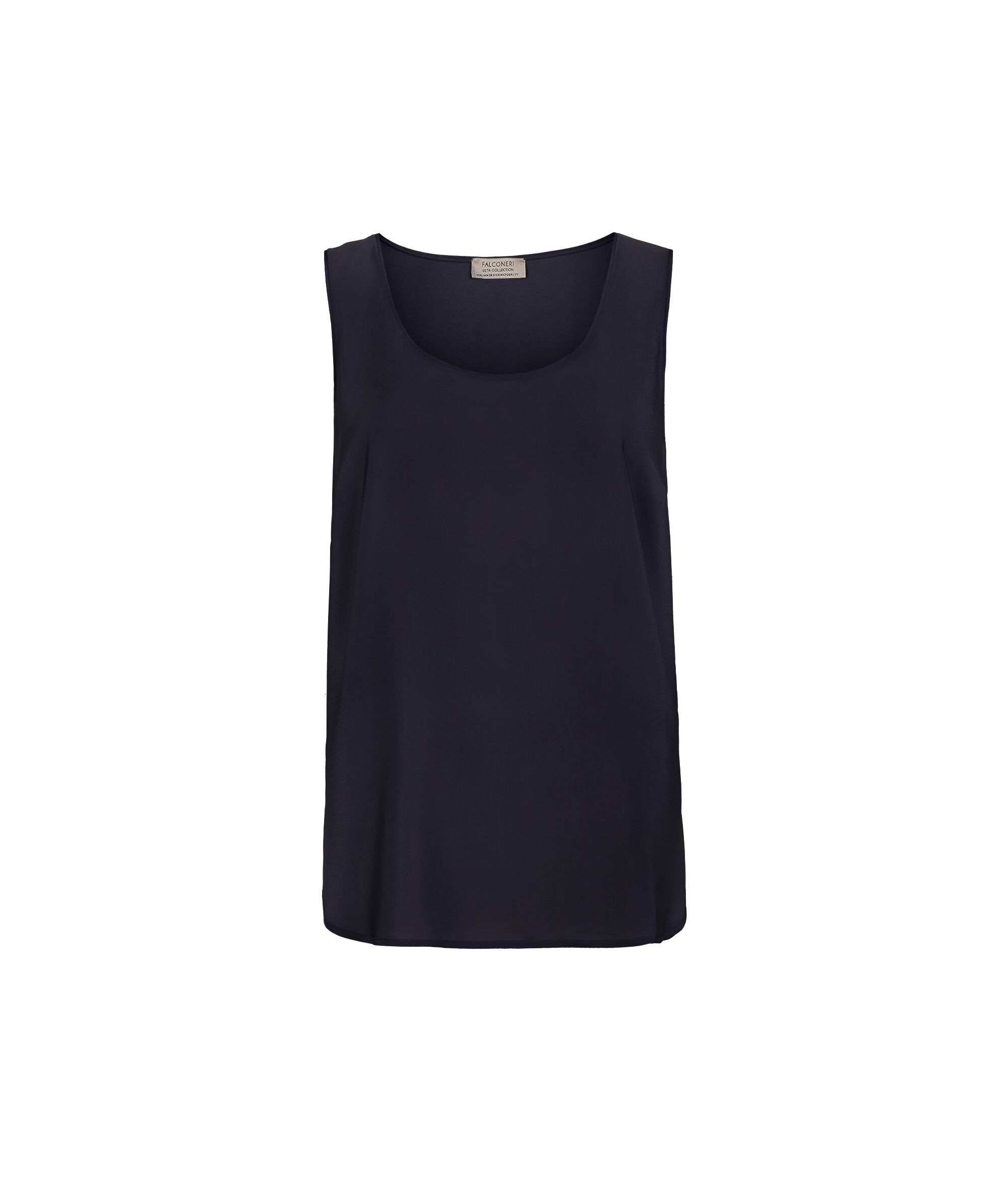 Silk Scoop Neck Tank Top Colore Navy Blue