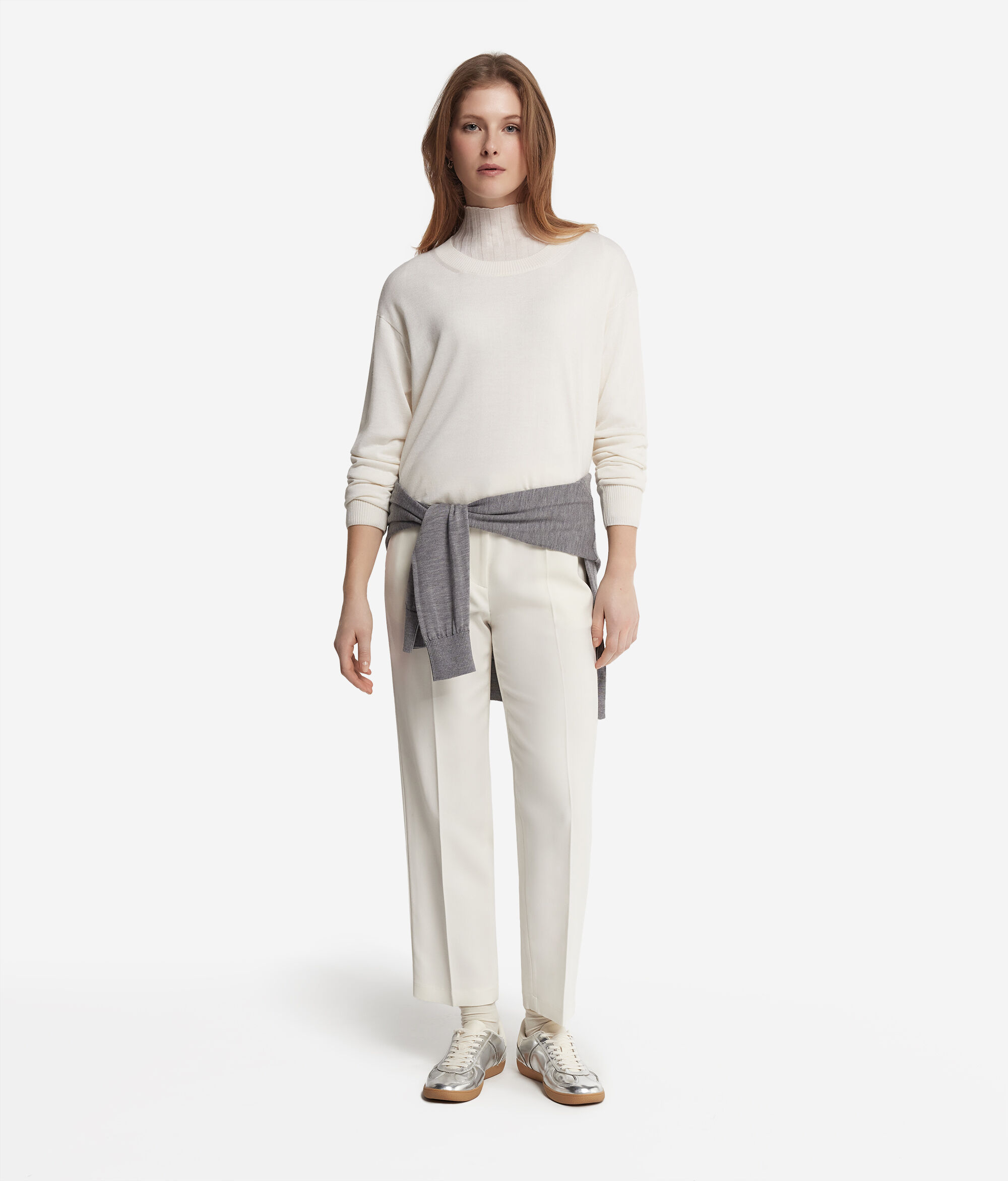 Μπλούζα με Στρογγυλή Λαιμόκοψη από Cashmere με σκισίματα