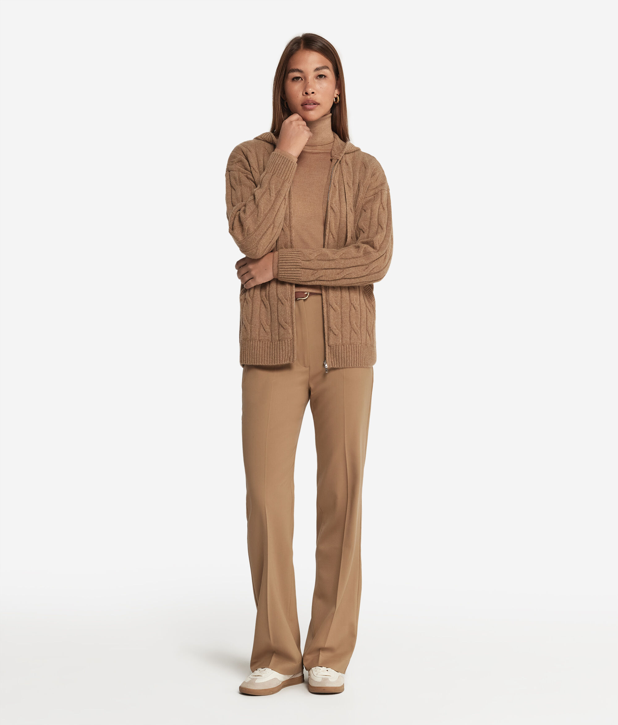 Cable Knit Ultrasoft Cashmere Sweatshirt with Zip