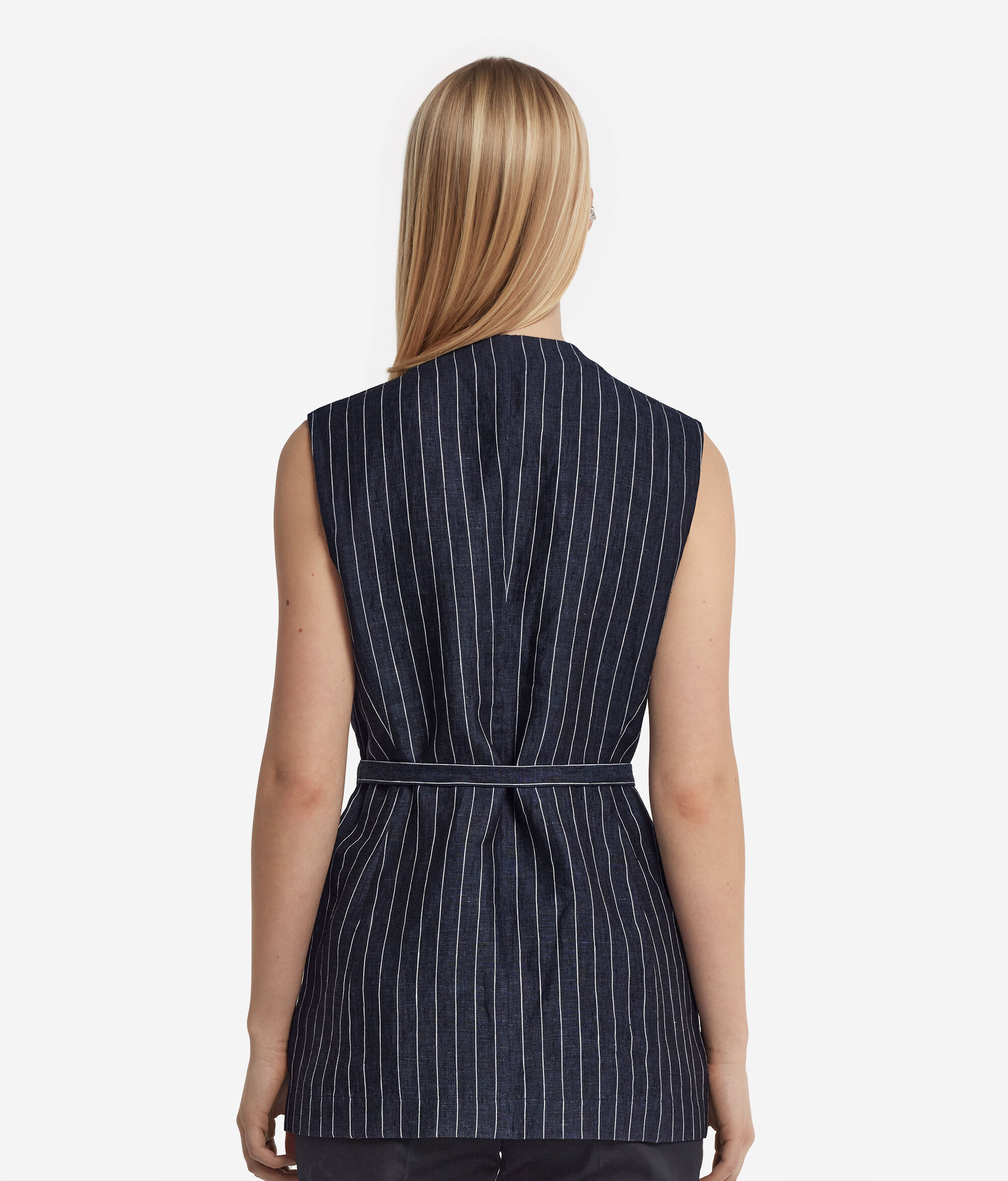 Pinstriped linen vest