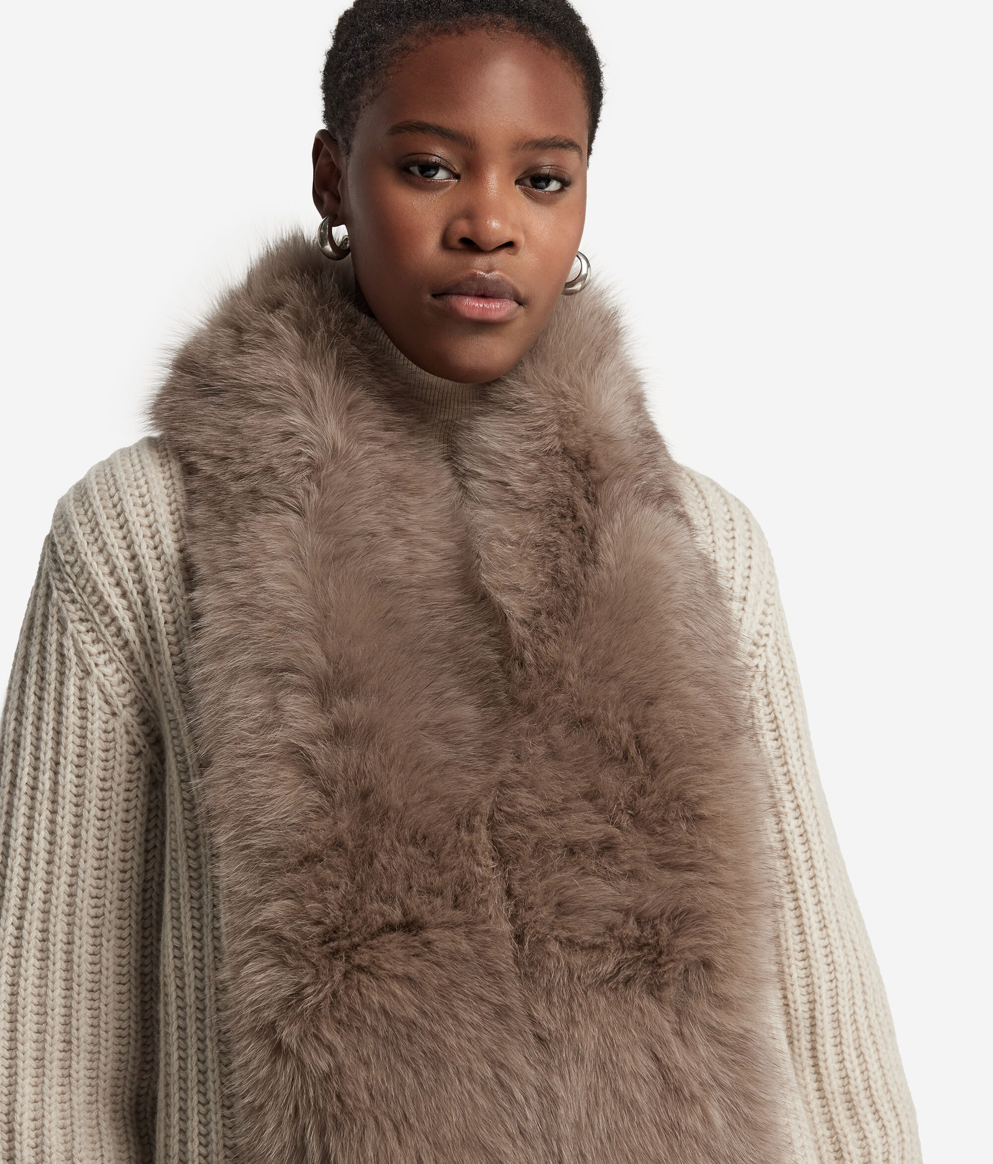 Cappotto a Coste in Cashmere e Pelliccia