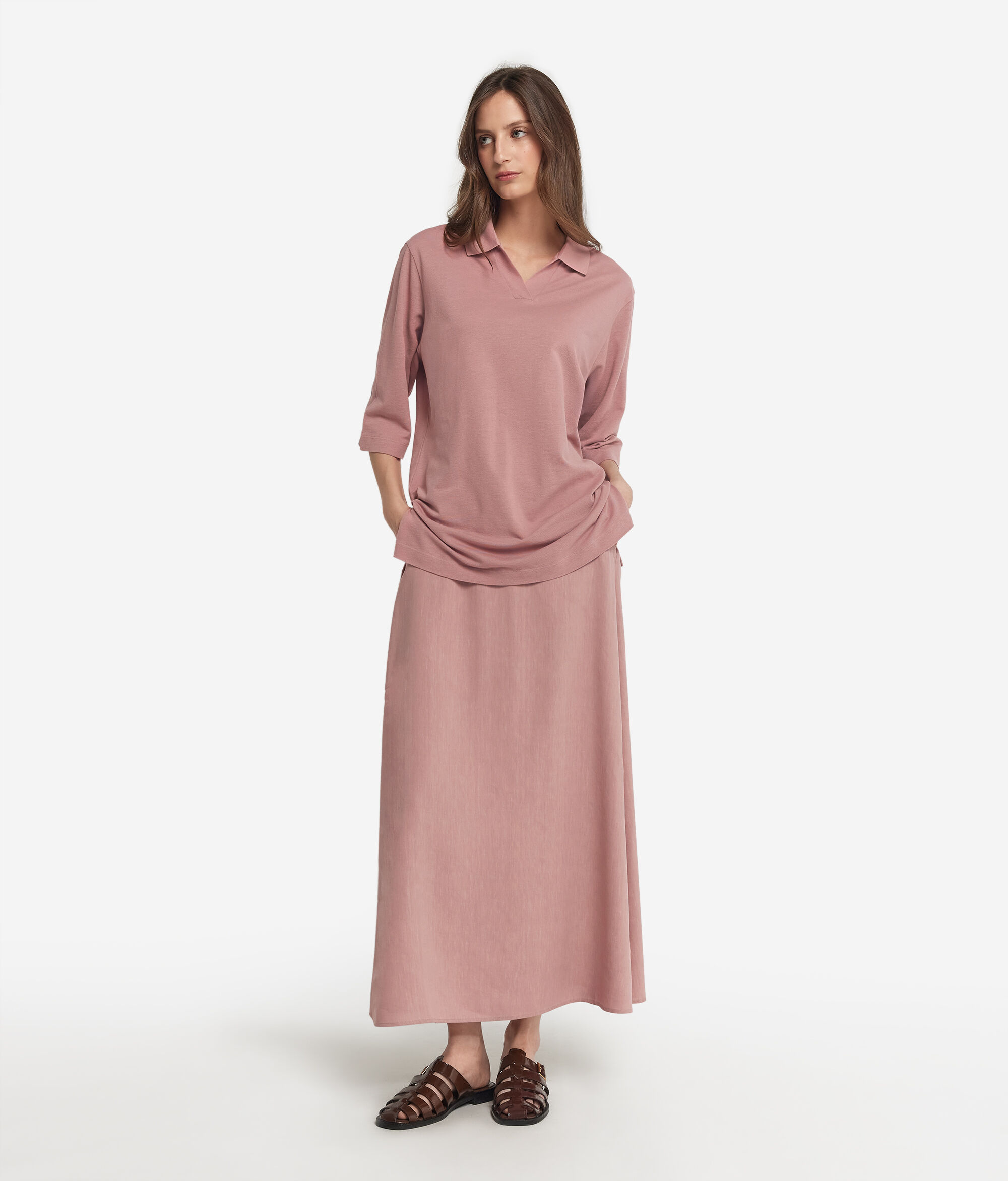 Cotton Piqué and Silk Polo Shirt