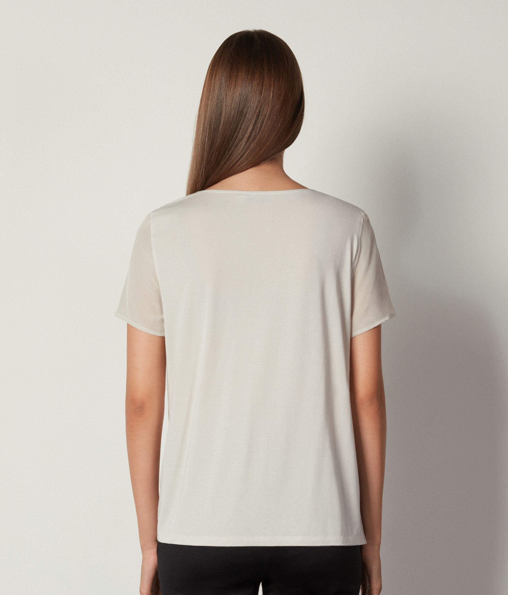 Rundhals-T-Shirt aus Seide