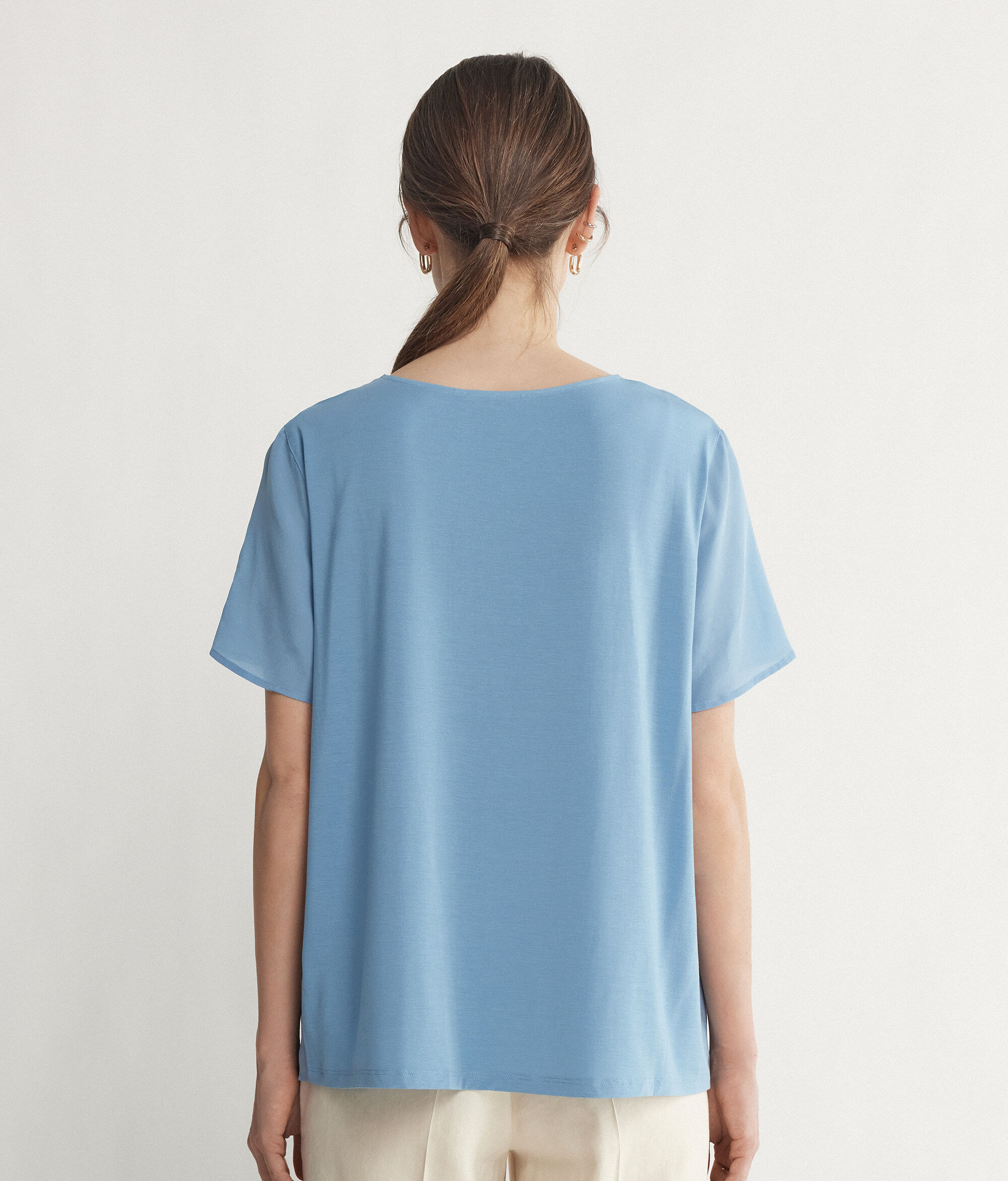 Round-Neck Silk T-Shirt