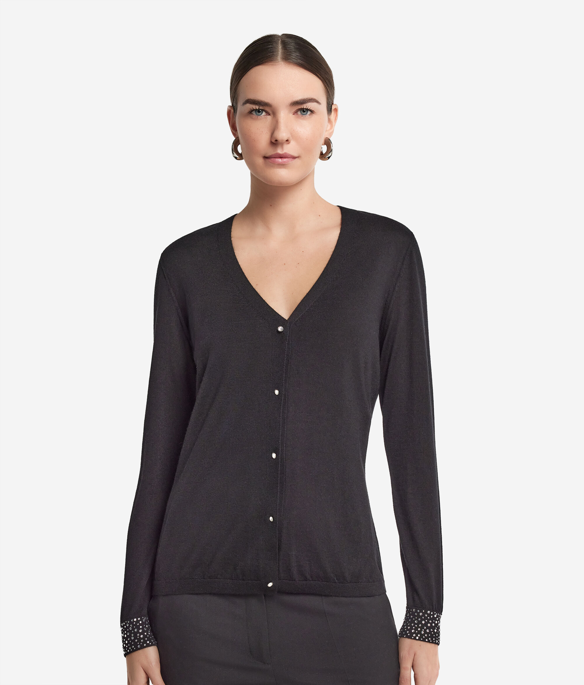 Ultrafine Cashmere Sweater with Rhinestones