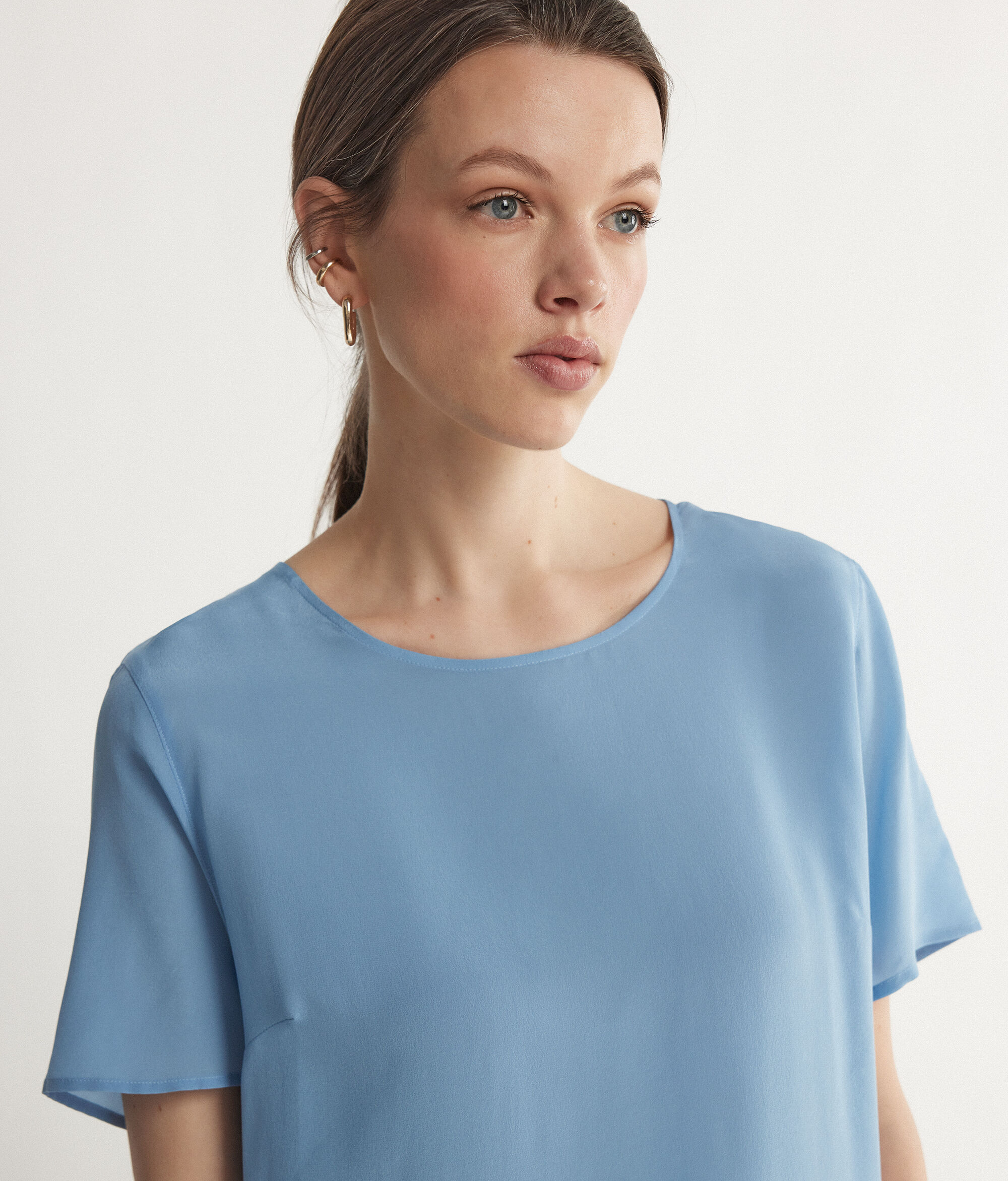Round-Neck Silk T-Shirt