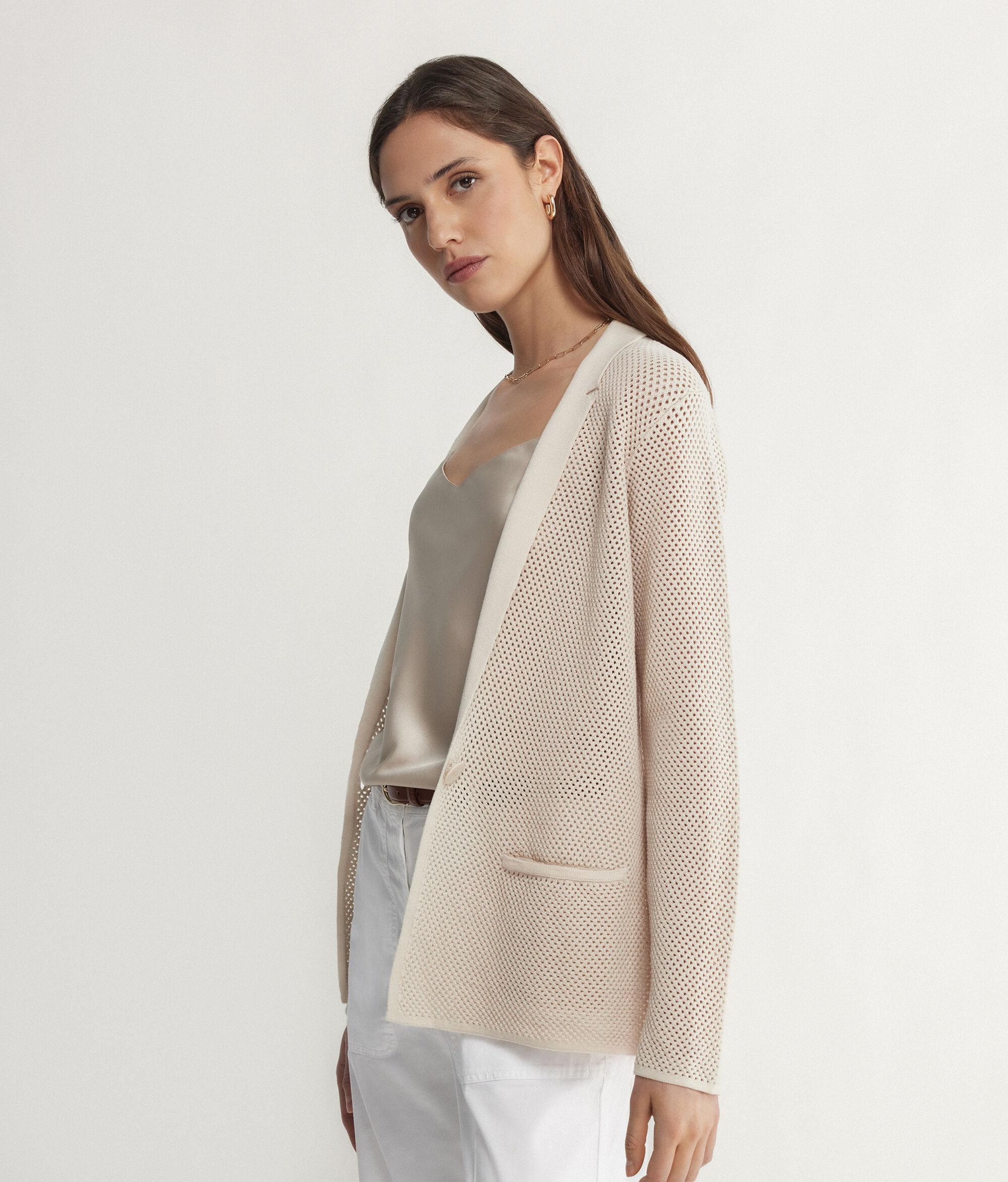 Chaqueta calada bicolor
