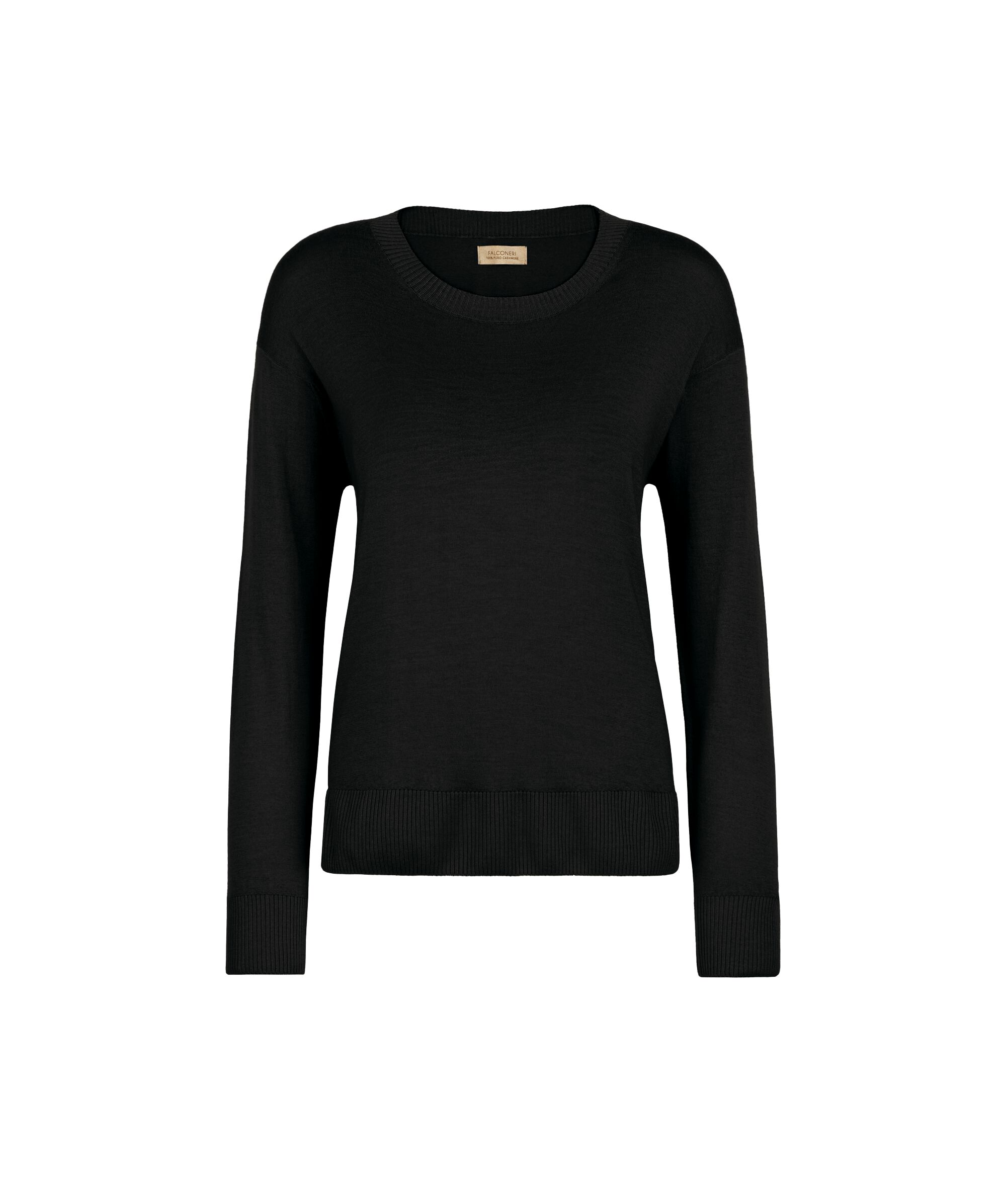 Round-Neck Cashmere Jumper with Slits