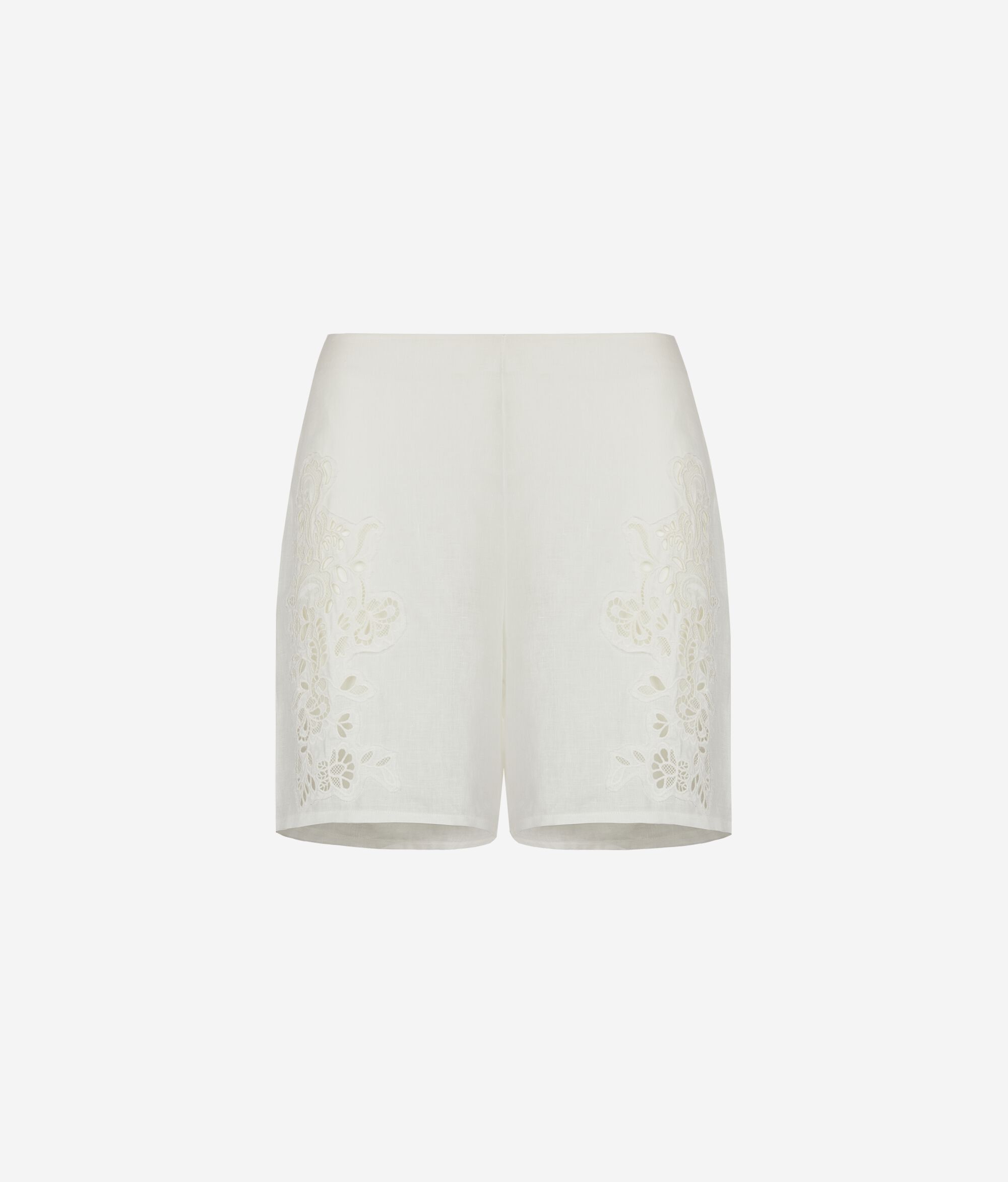 Embroidered linen shorts