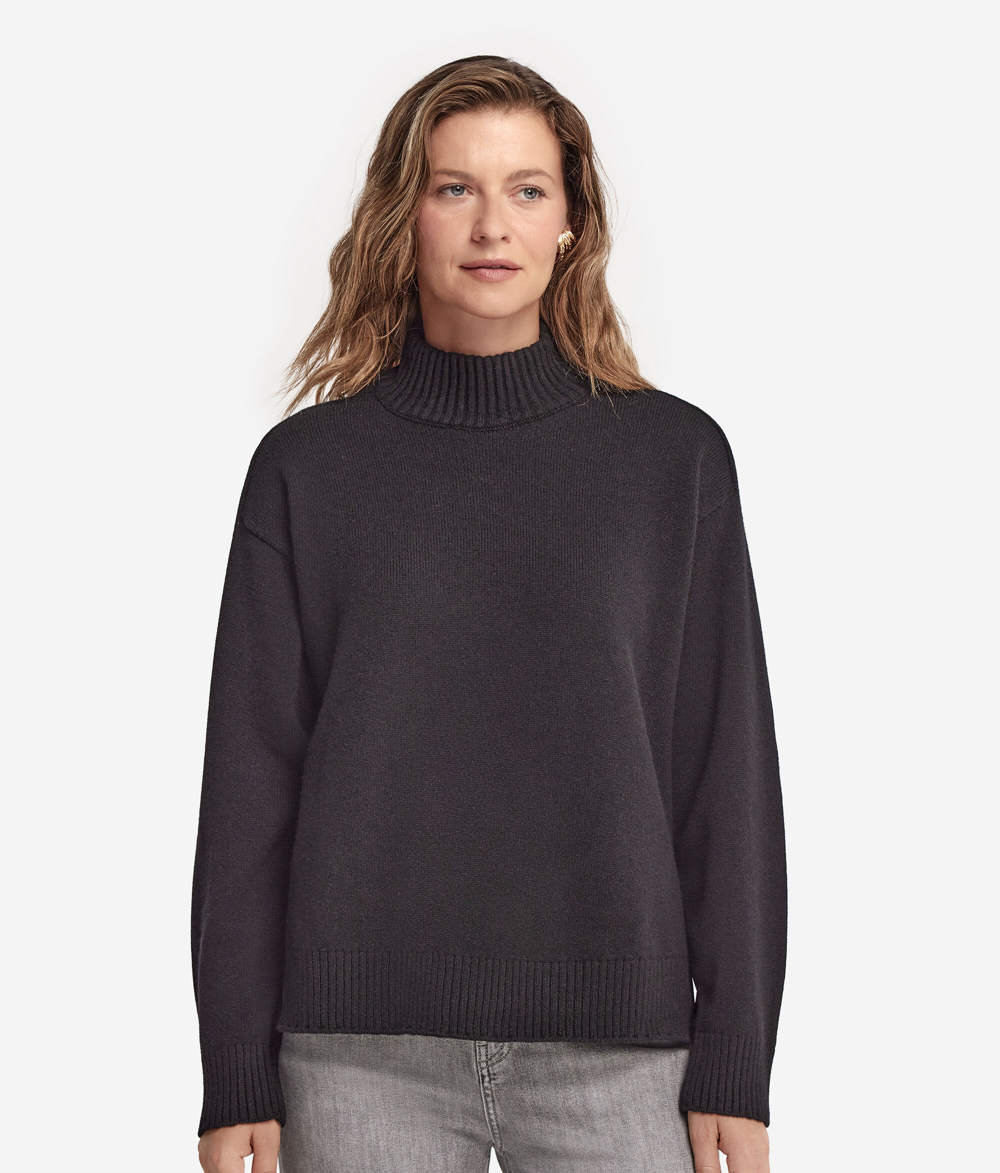 Stehkragenpullover aus Kaschmir Ultrasoft mit Sattelschulter
