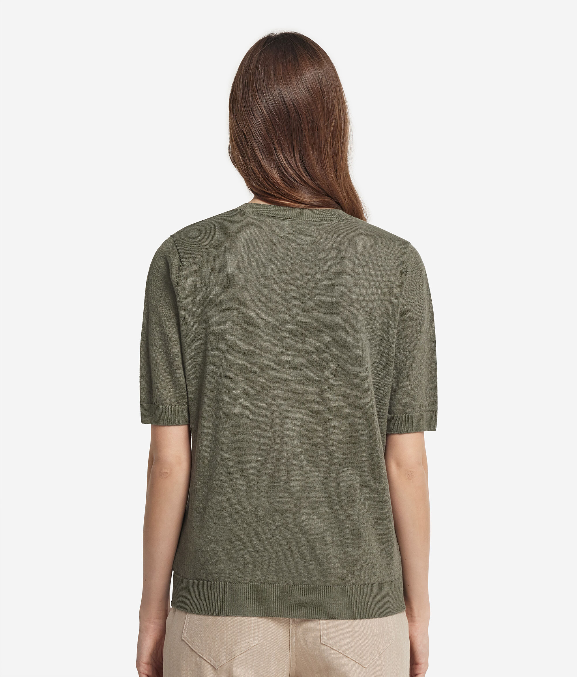 V-Neck Linen and Cotton T-Shirt
