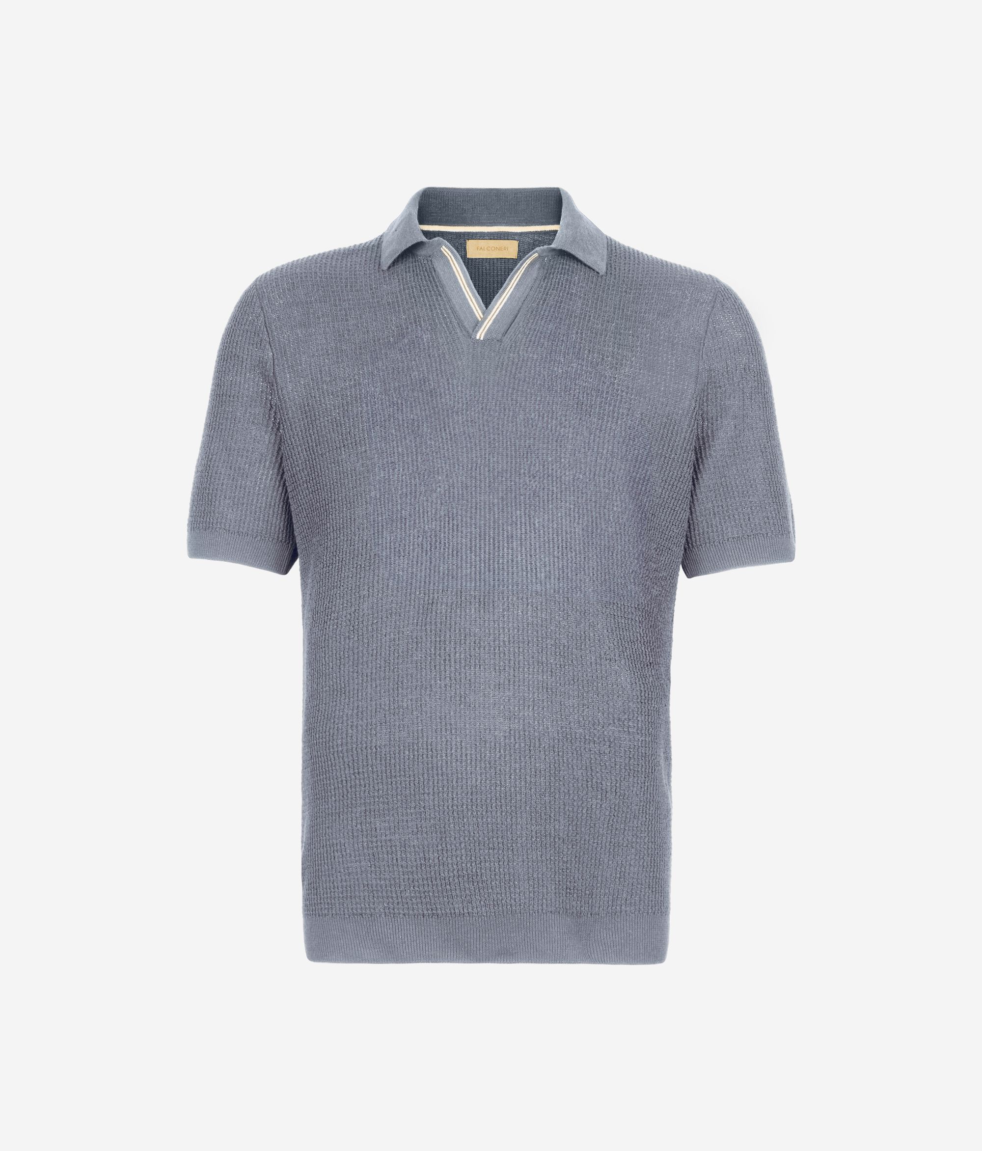 Waffle Stitch Short-Sleeved Polo Shirt