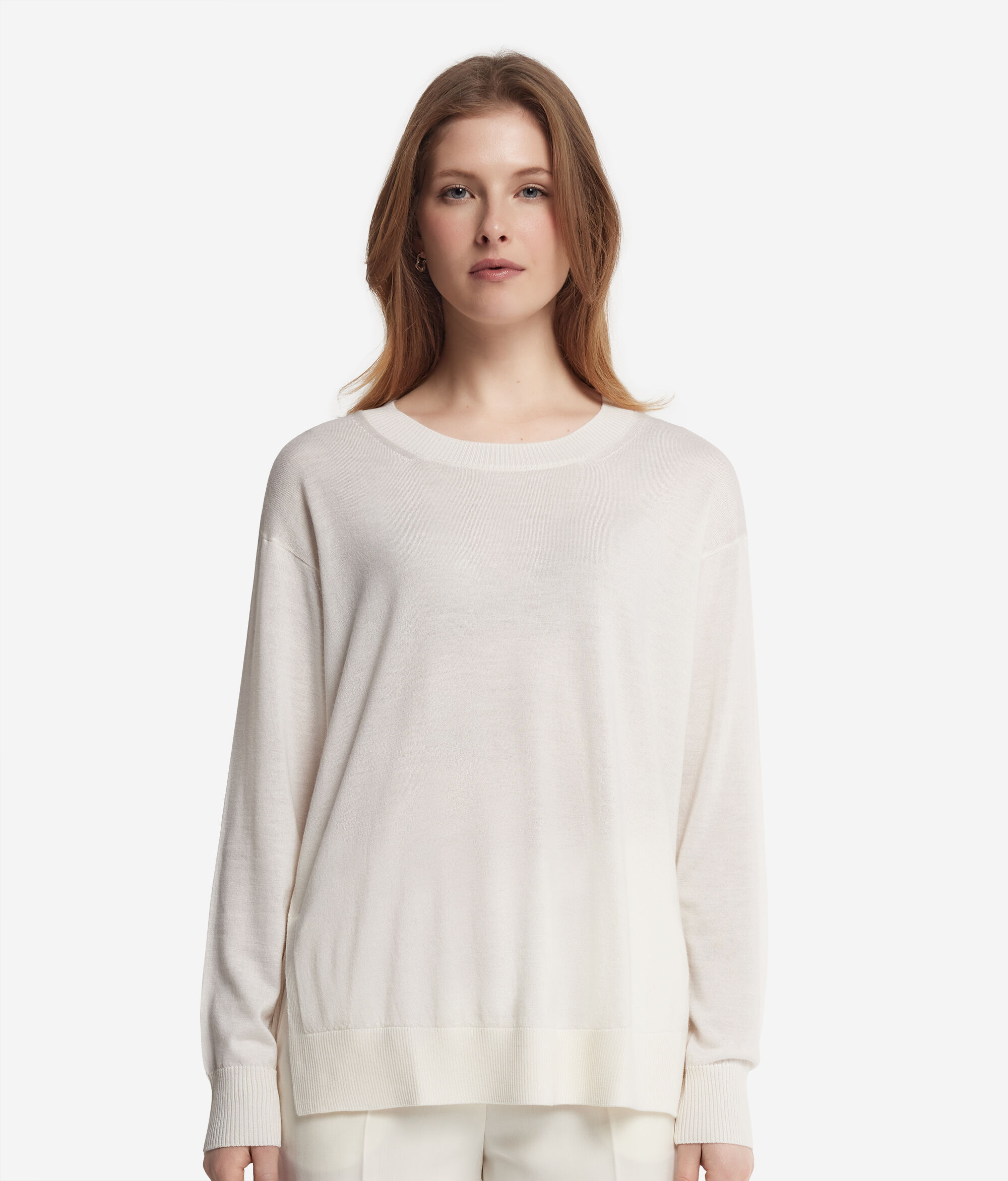 Μπλούζα με Στρογγυλή Λαιμόκοψη από Cashmere με σκισίματα