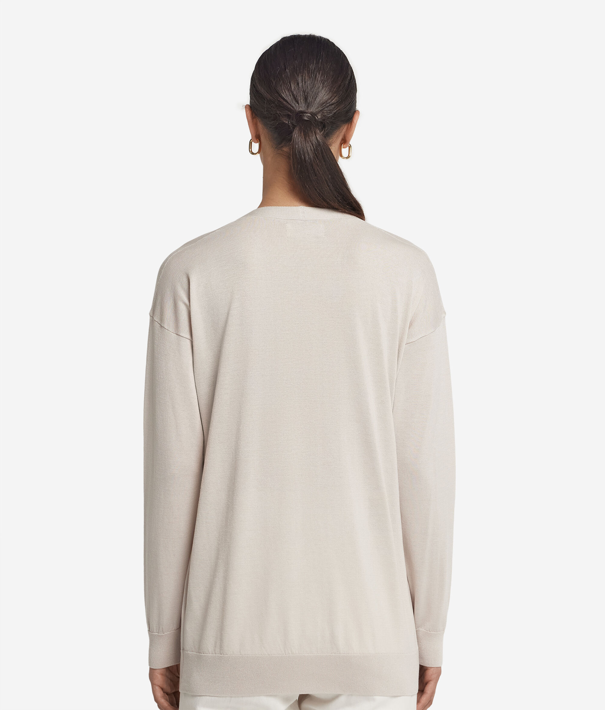 Cardigan a Maniche Lunghe in Seta Cotone