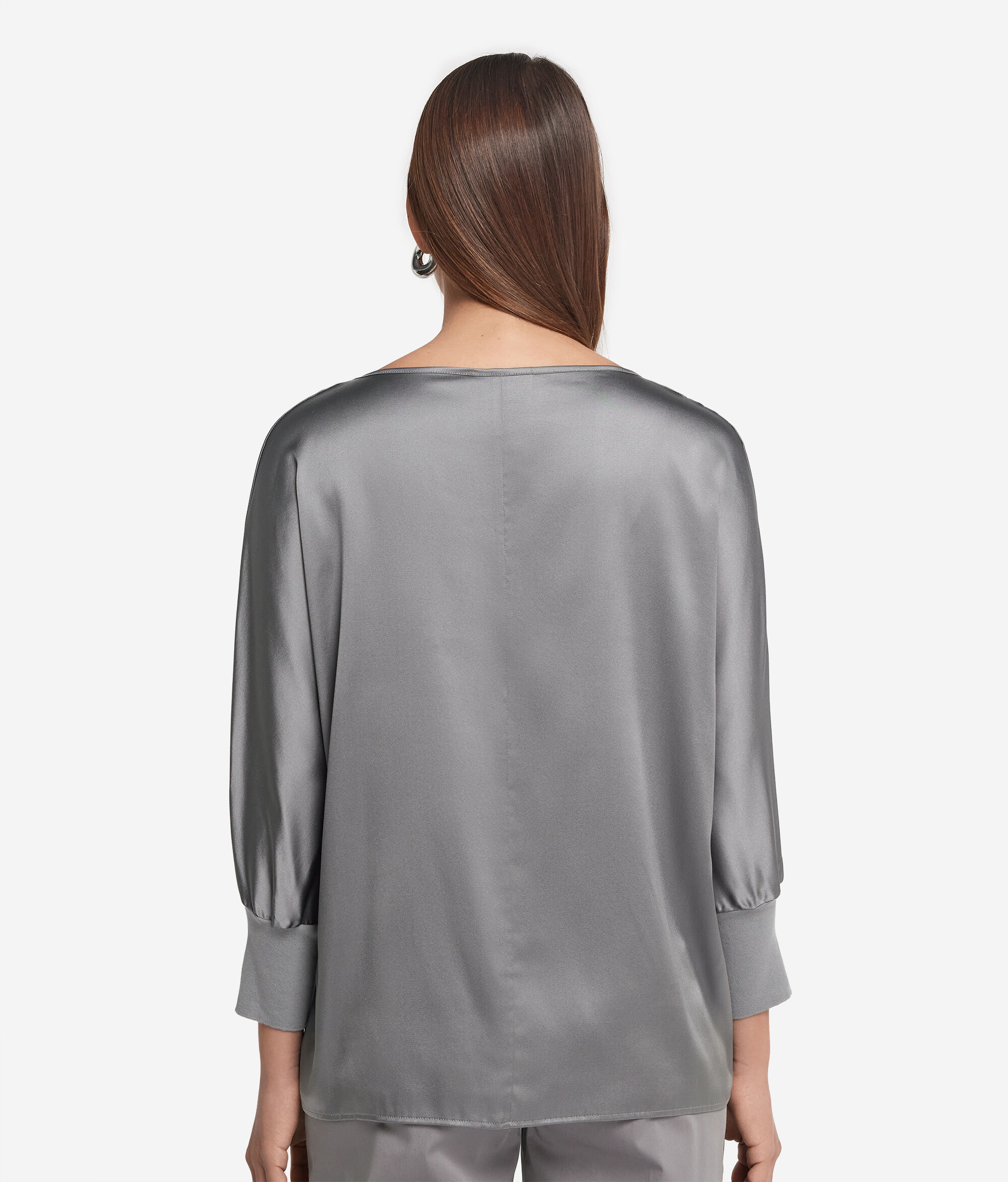 Round-Neck Silk Satin Jumper