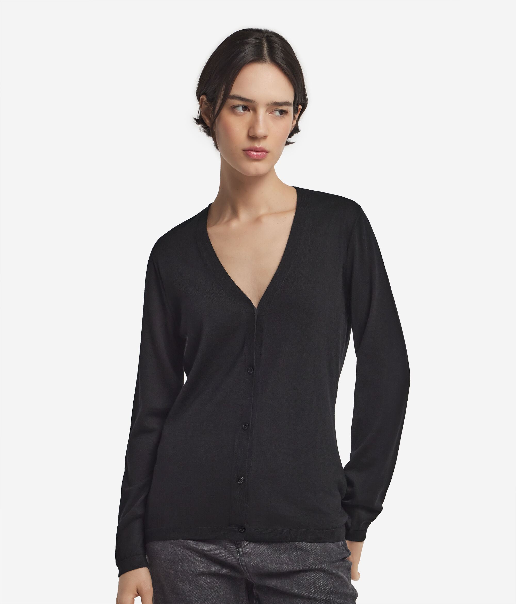Strickjacke mit V-Ausschnitt aus Kaschmir Ultrafine