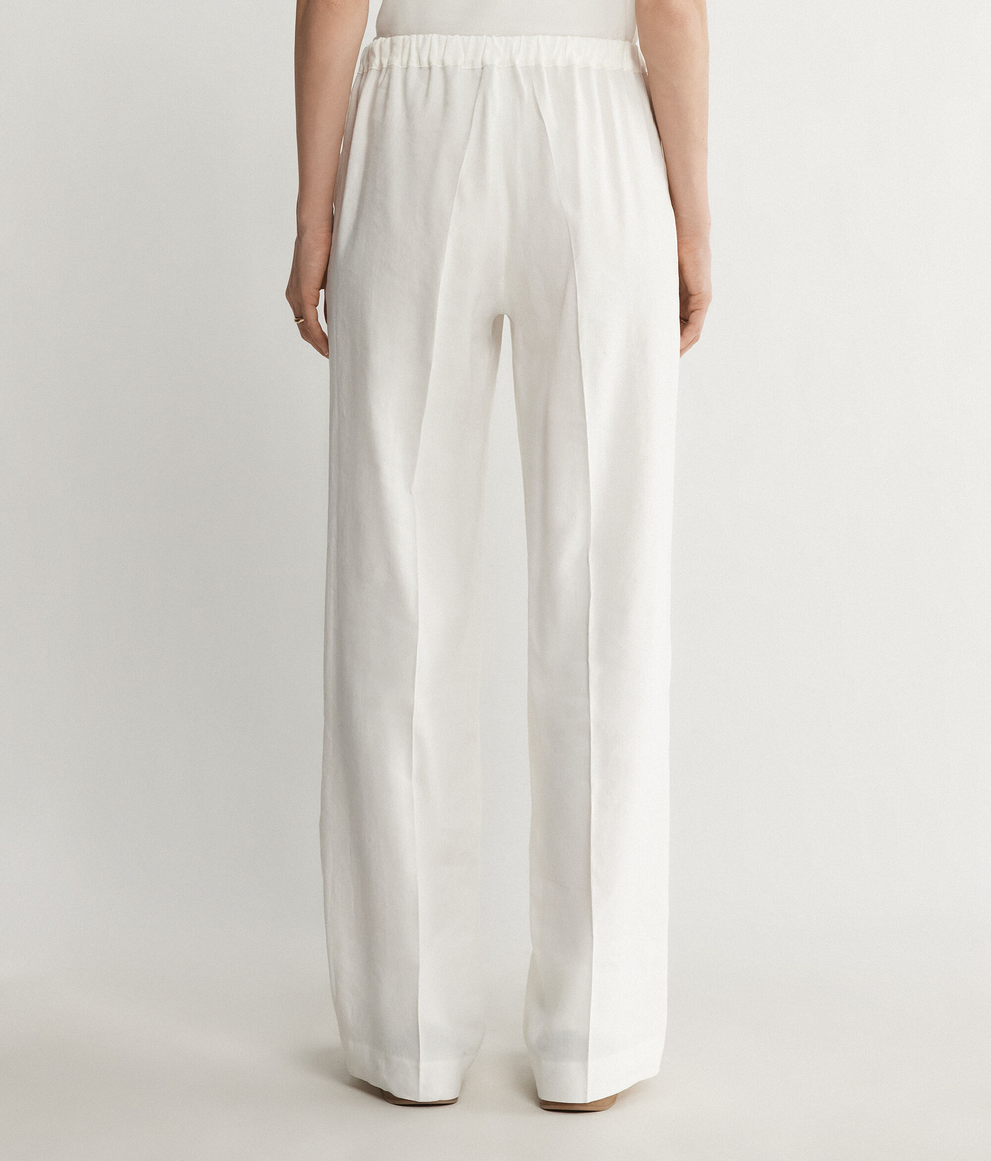Linen Viscose Wide-Leg Trousers