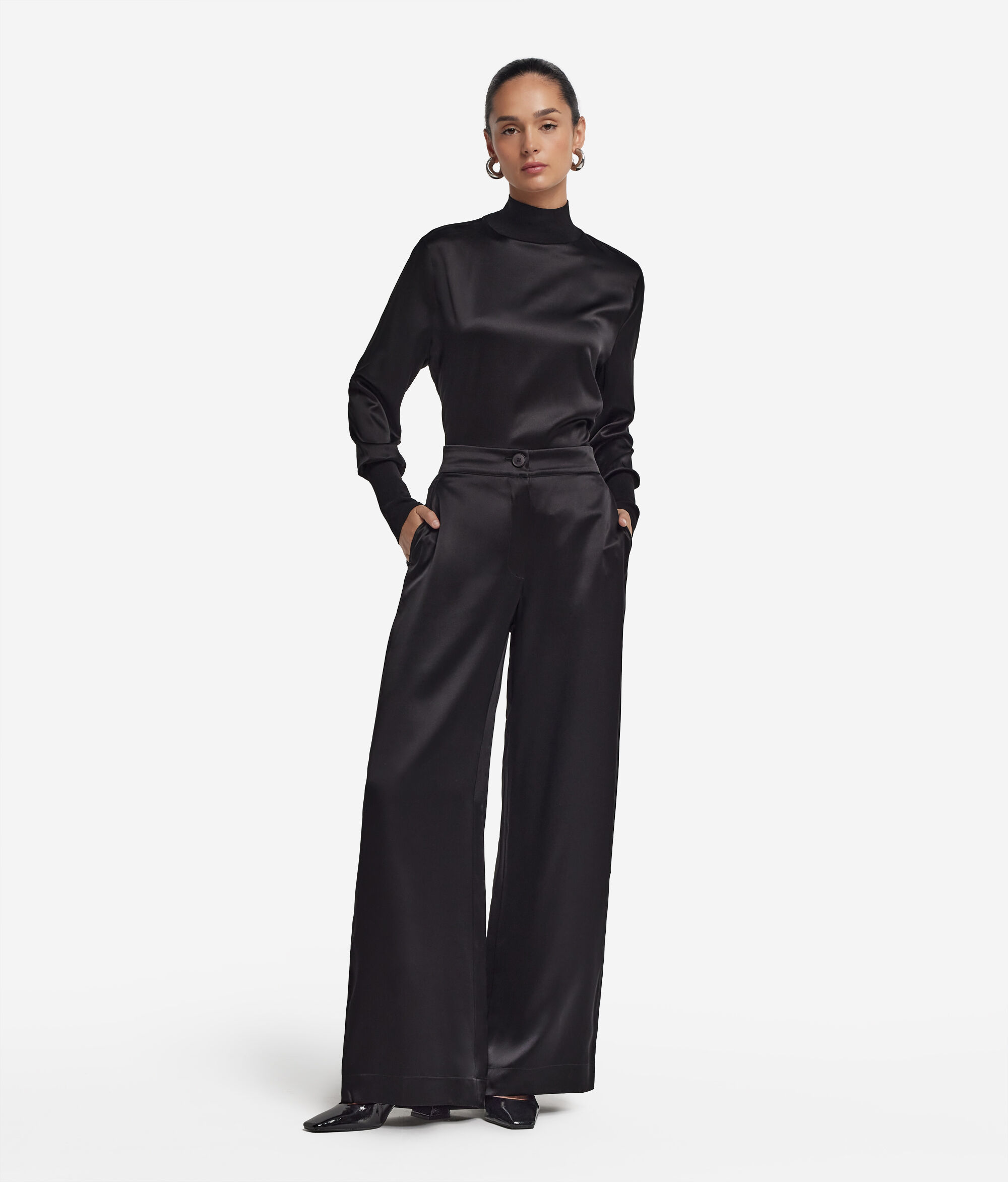 Pantalone palazzo in raso seta