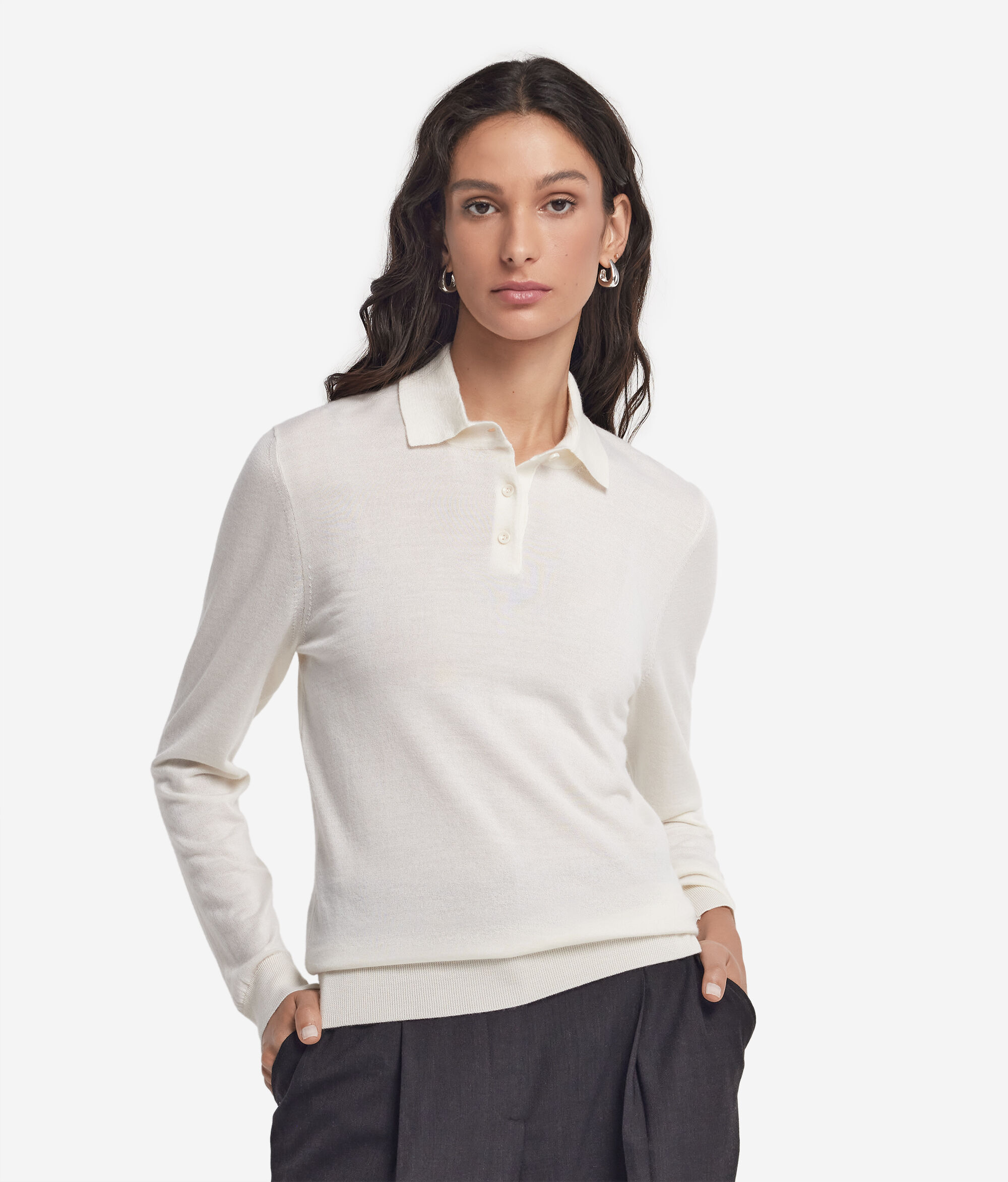 Long-sleeved polo shirt crafted in ultrafine cashmere