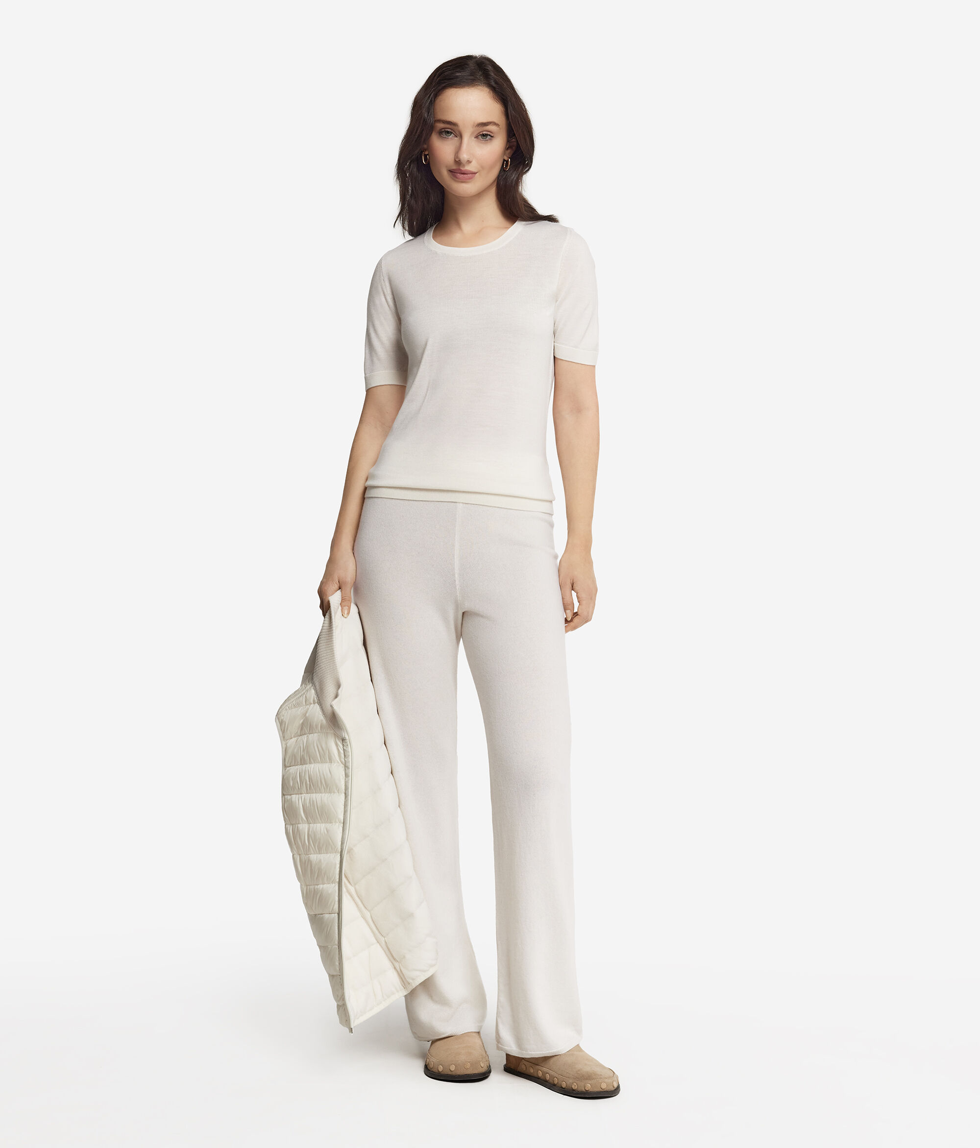 T-shirt com Decote Redondo Mangas curtas em Ultrafine Cashmere