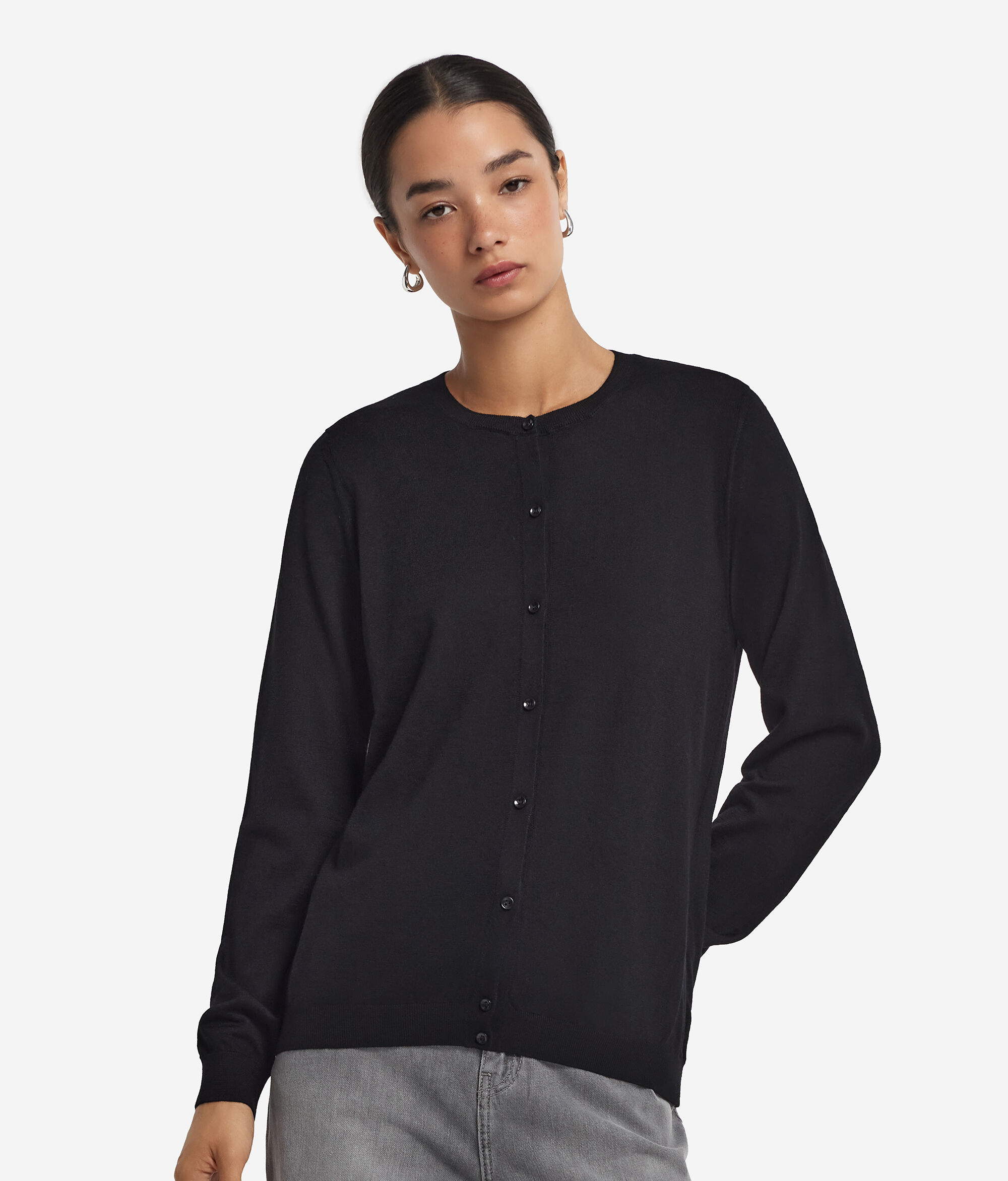 Gilet femme à col rond en cachemire ultra-fin