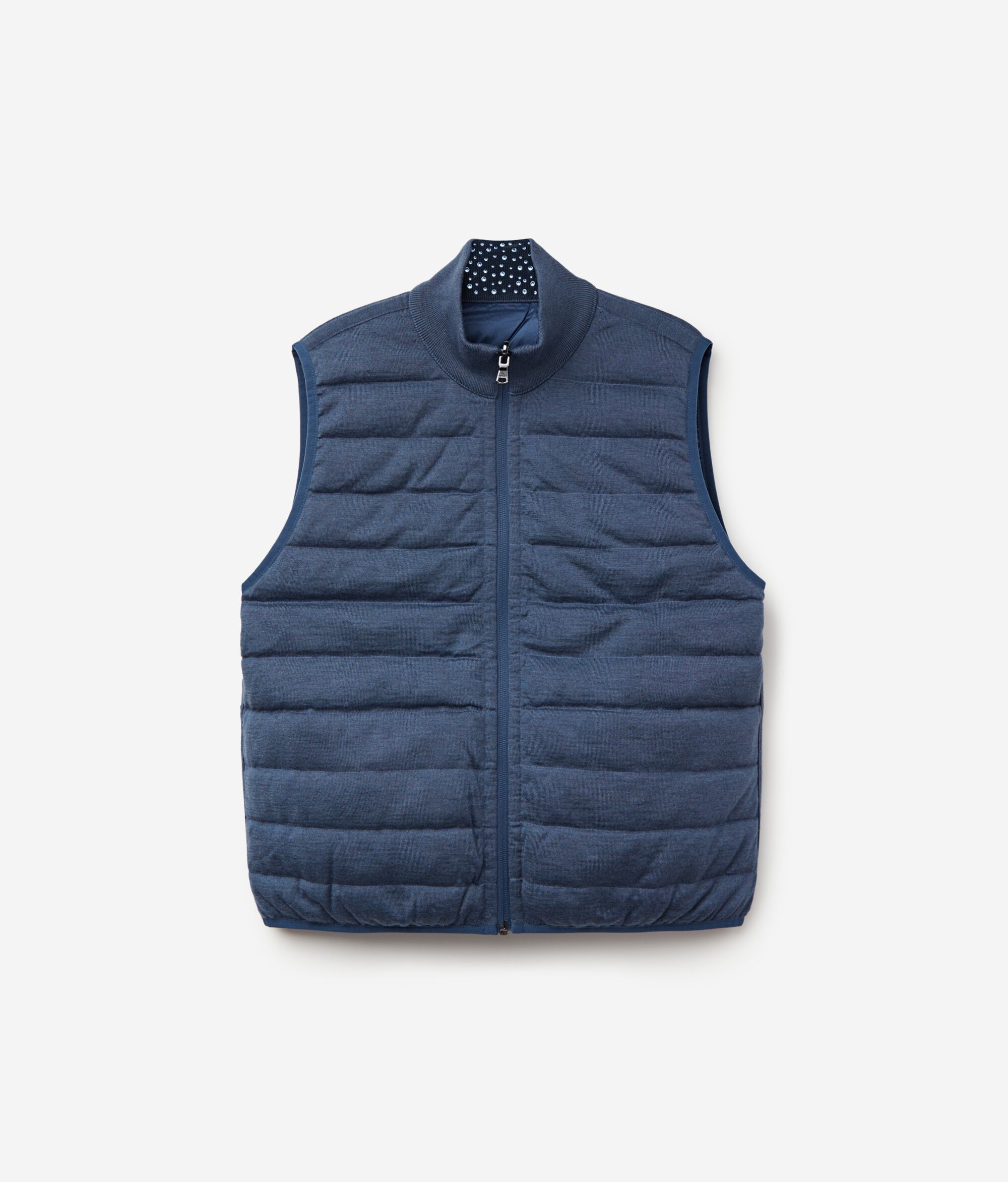 Ultrafine Cashmere Reversible Down Vest with Rhinestones