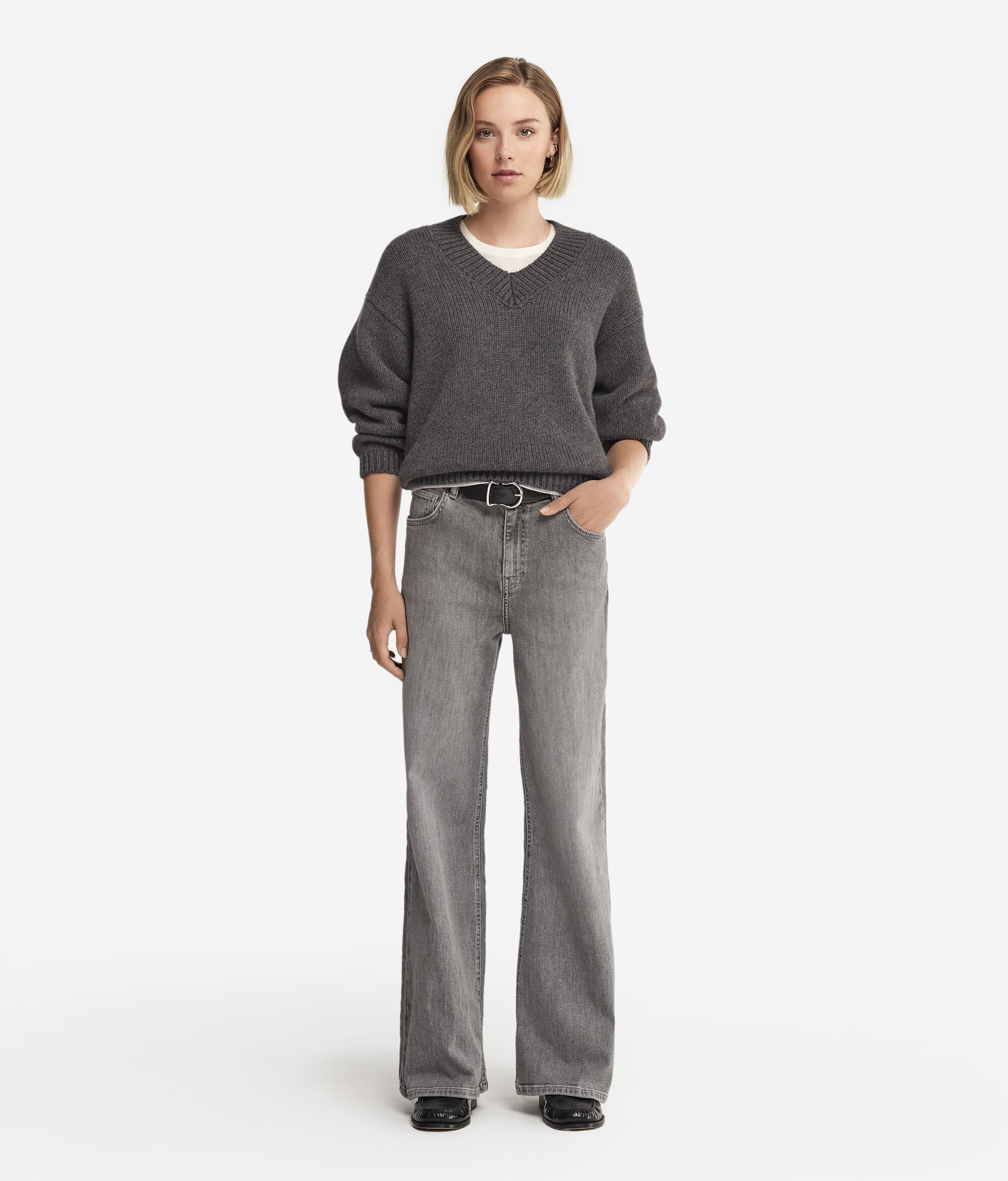 Tricot-Pullover mit V-Ausschnitt aus Kaschmir Ultrasoft