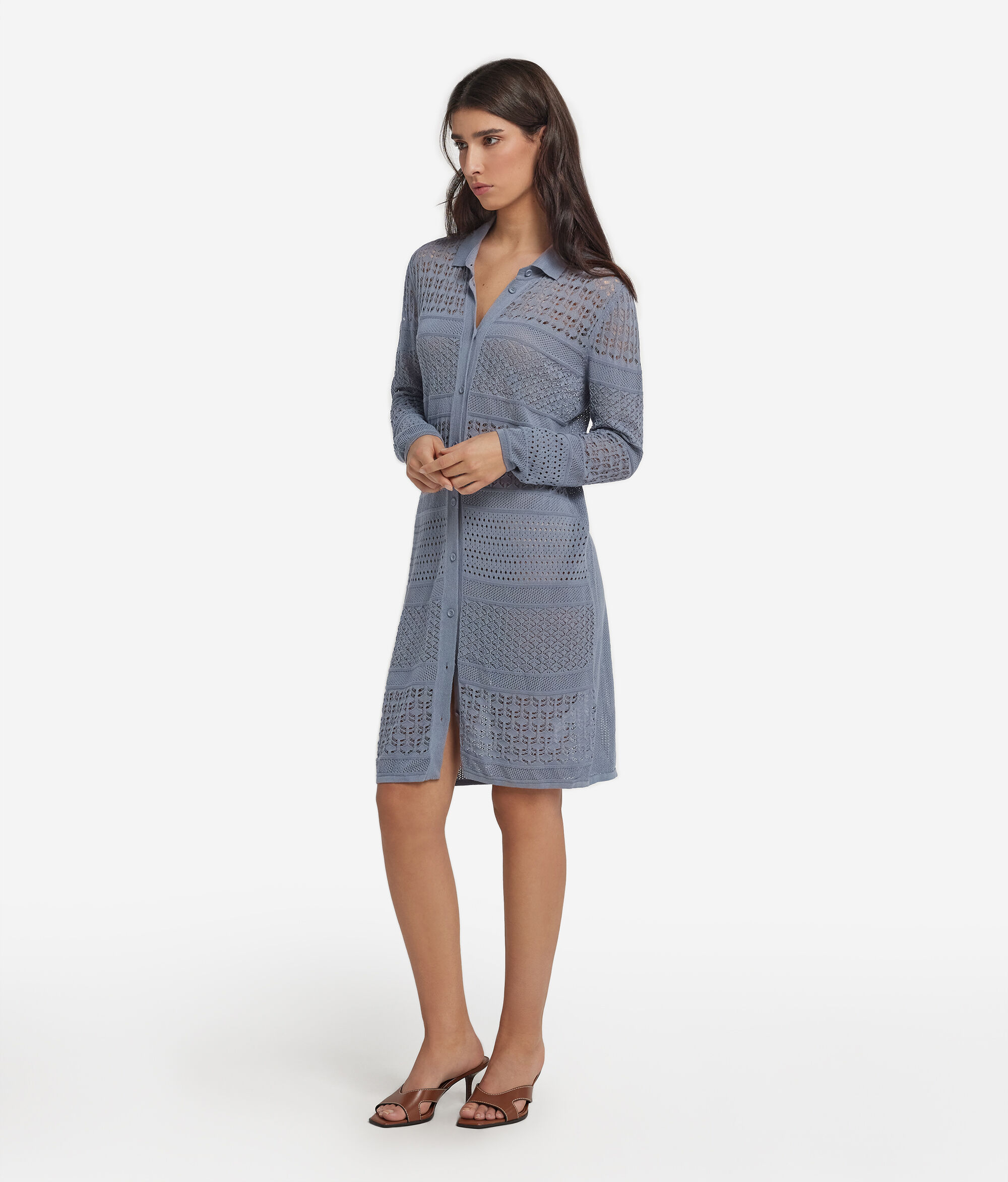 Häkel-Hemdblusenkleid aus Baumwolle