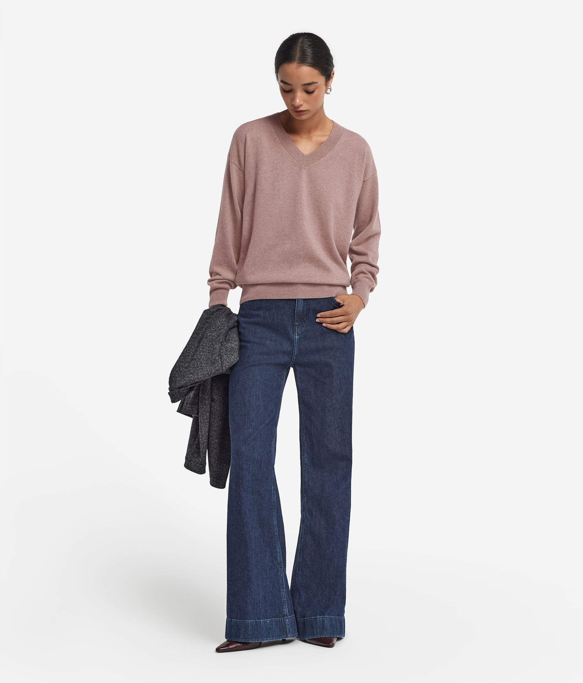 Pull à col V en cachemire ultra-doux