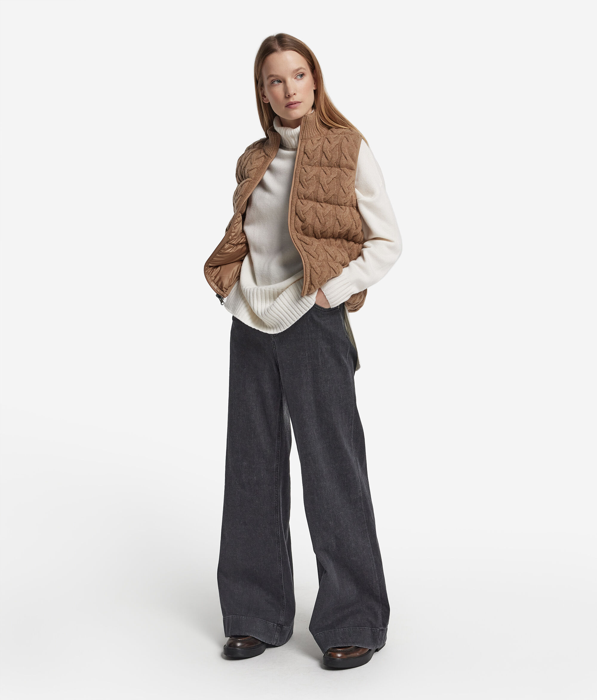 Doudoune sans manches réversible à torsades