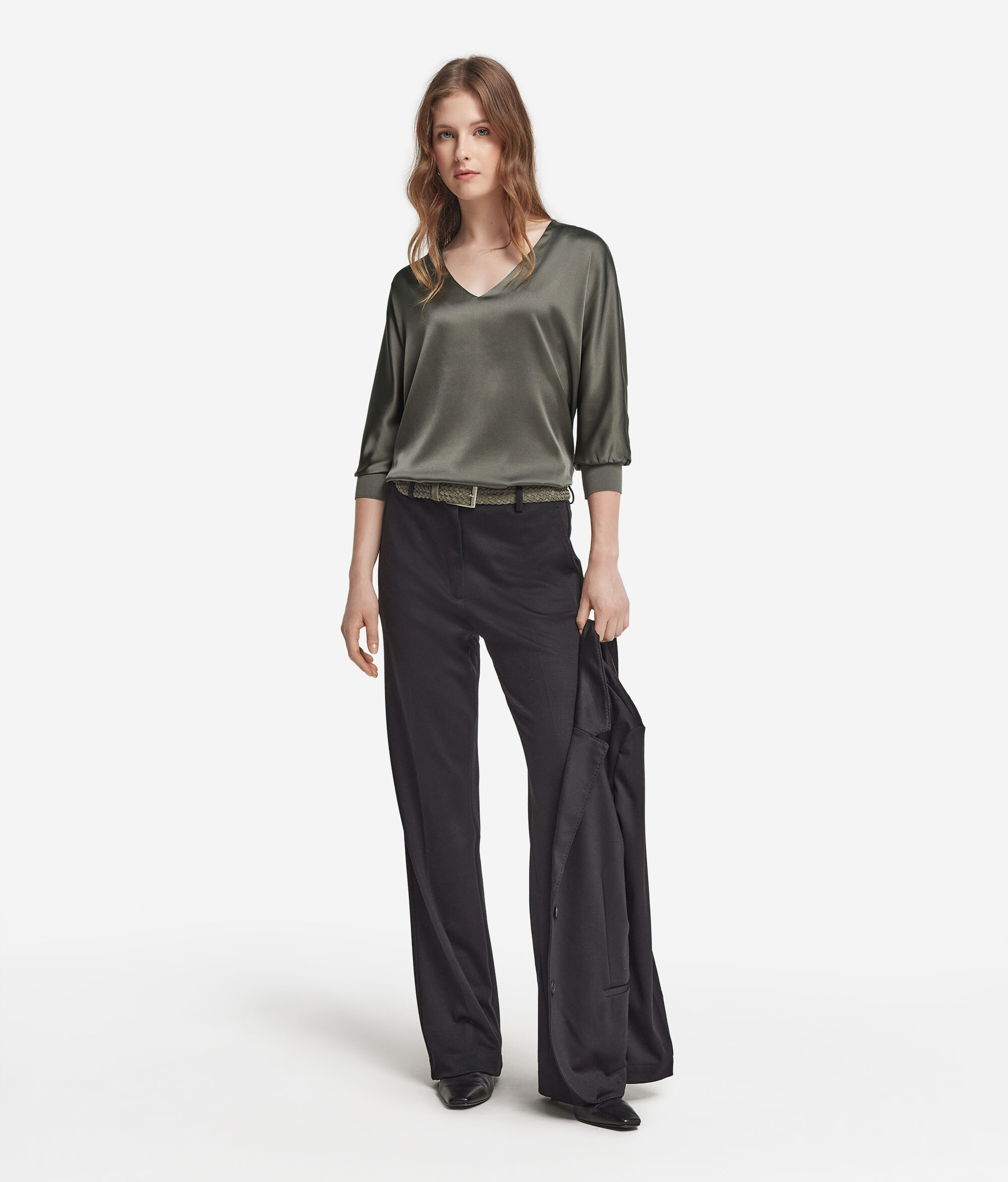 V-Neck Silk Blouse