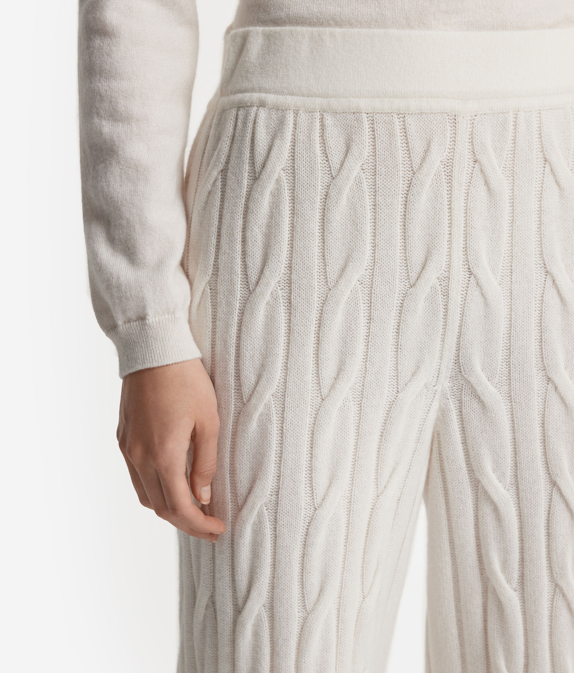 Pantaloni cu Model Împletit din Cașmir Ultrasoft