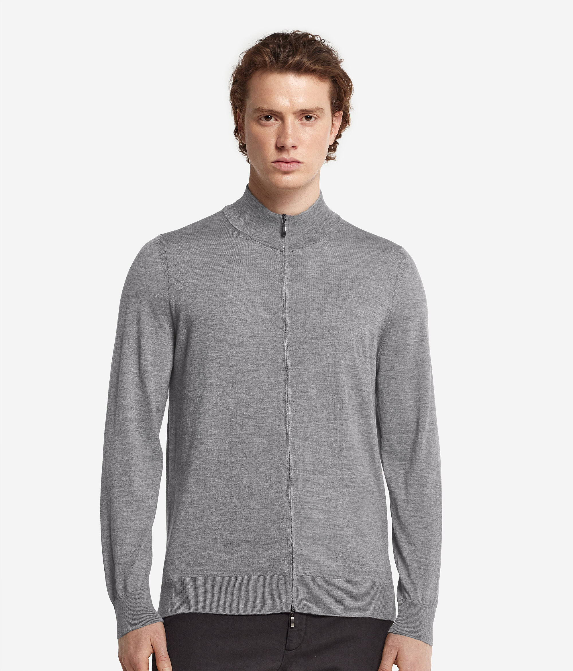 Cardigan con Zip in Cashmere