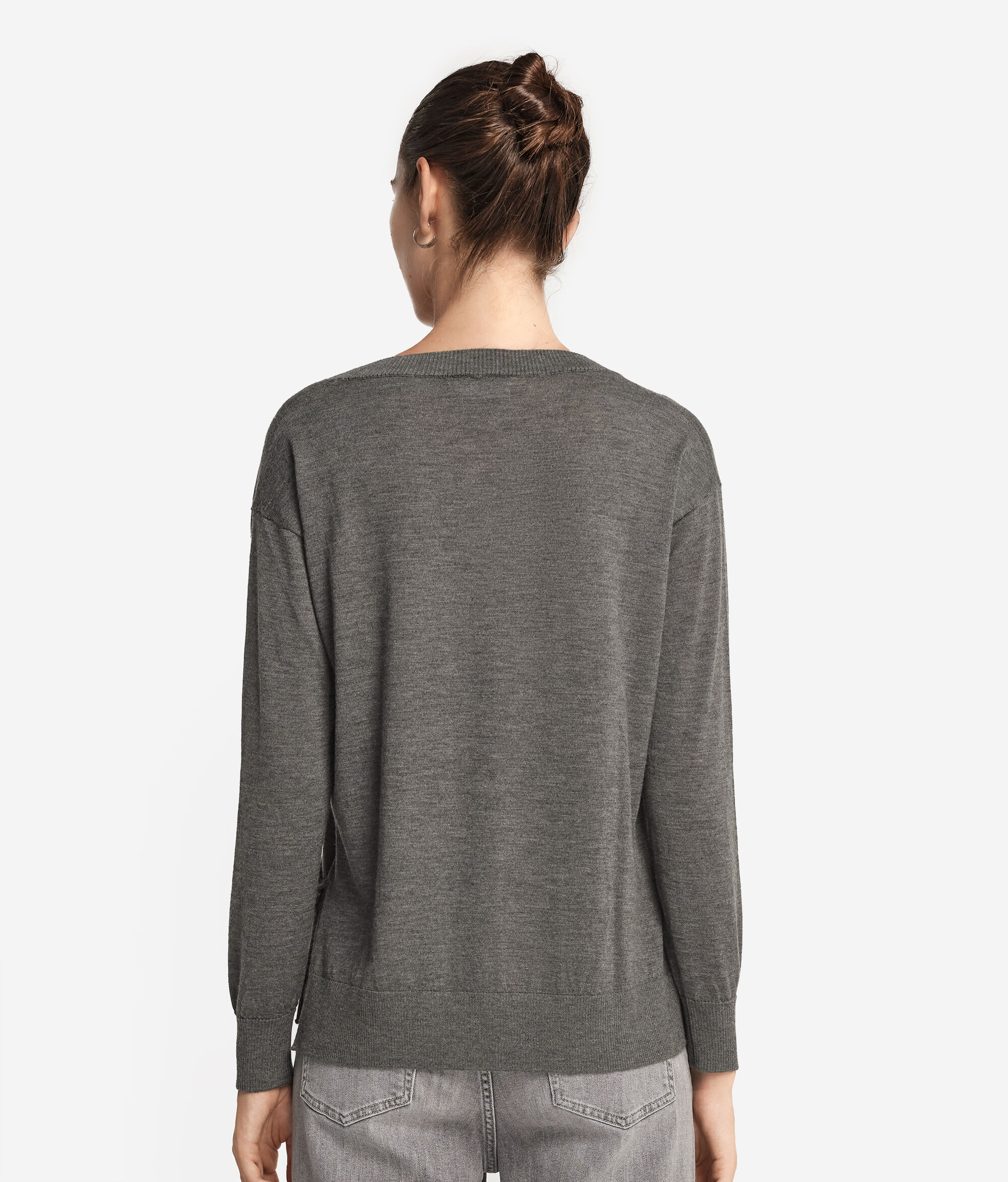 Round-Neck Cashmere Jumper with Slits