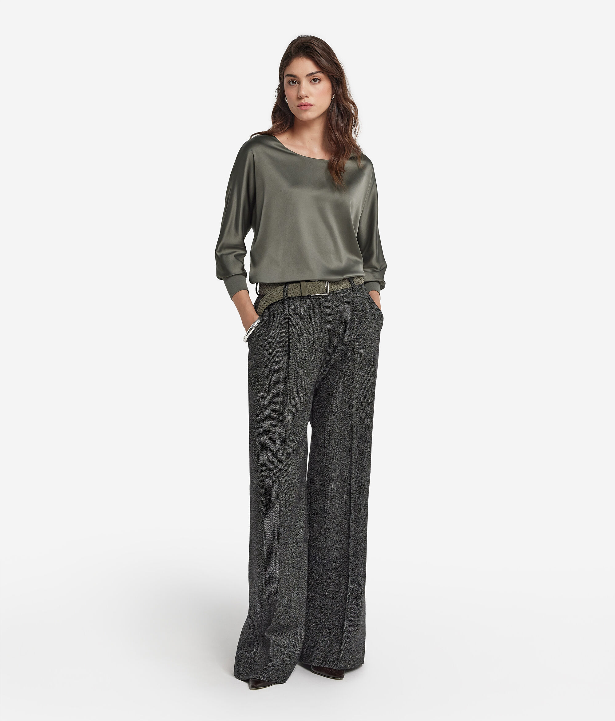 Round-Neck Silk Satin Jumper