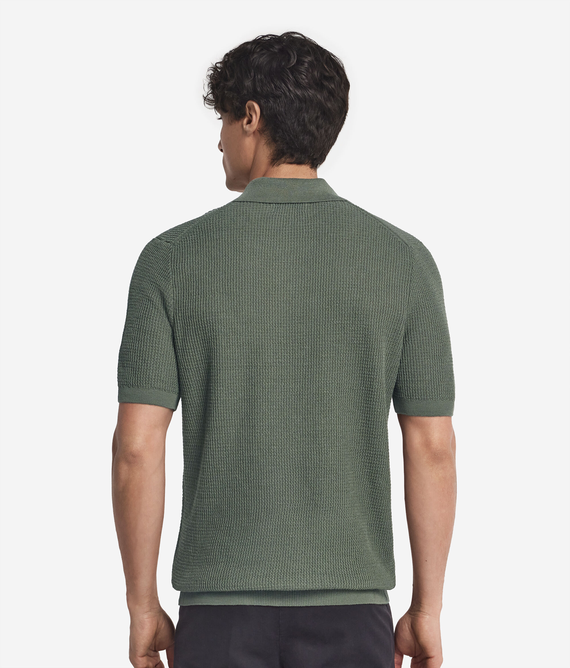 Waffle Stitch Short-Sleeved Polo Shirt