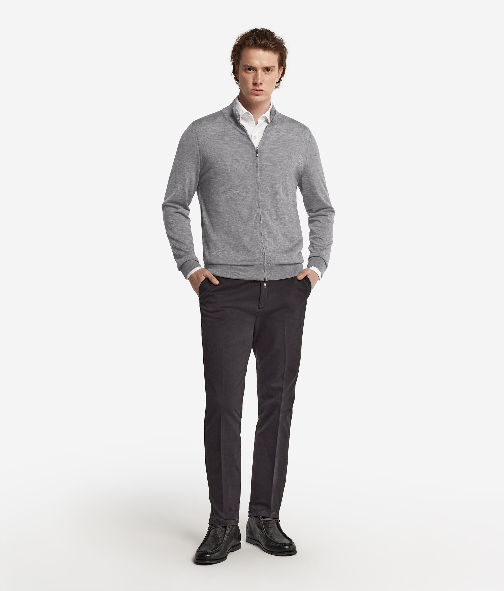 Cardigan con Zip in Cashmere