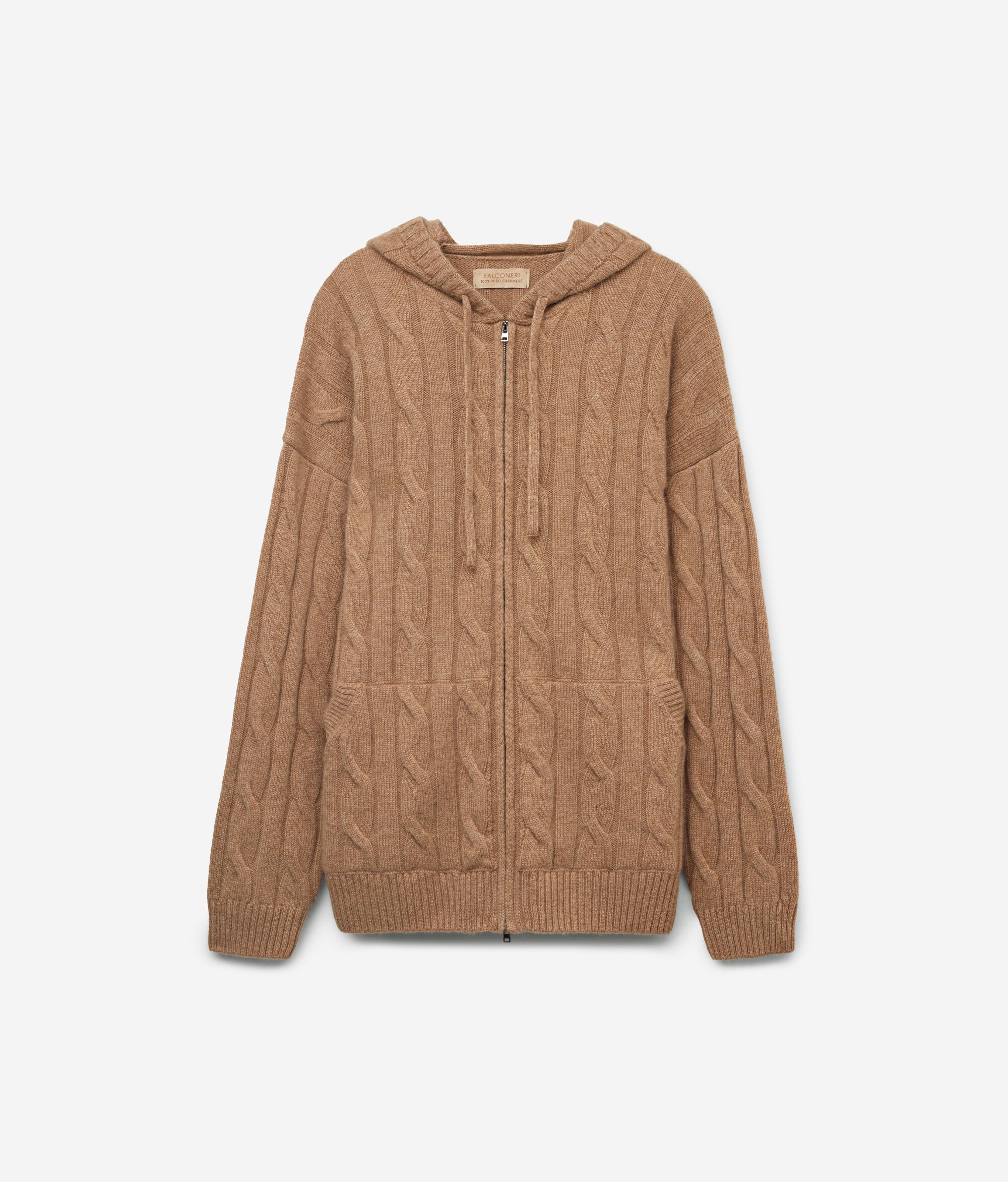 Cable Knit Ultrasoft Cashmere Sweatshirt with Zip