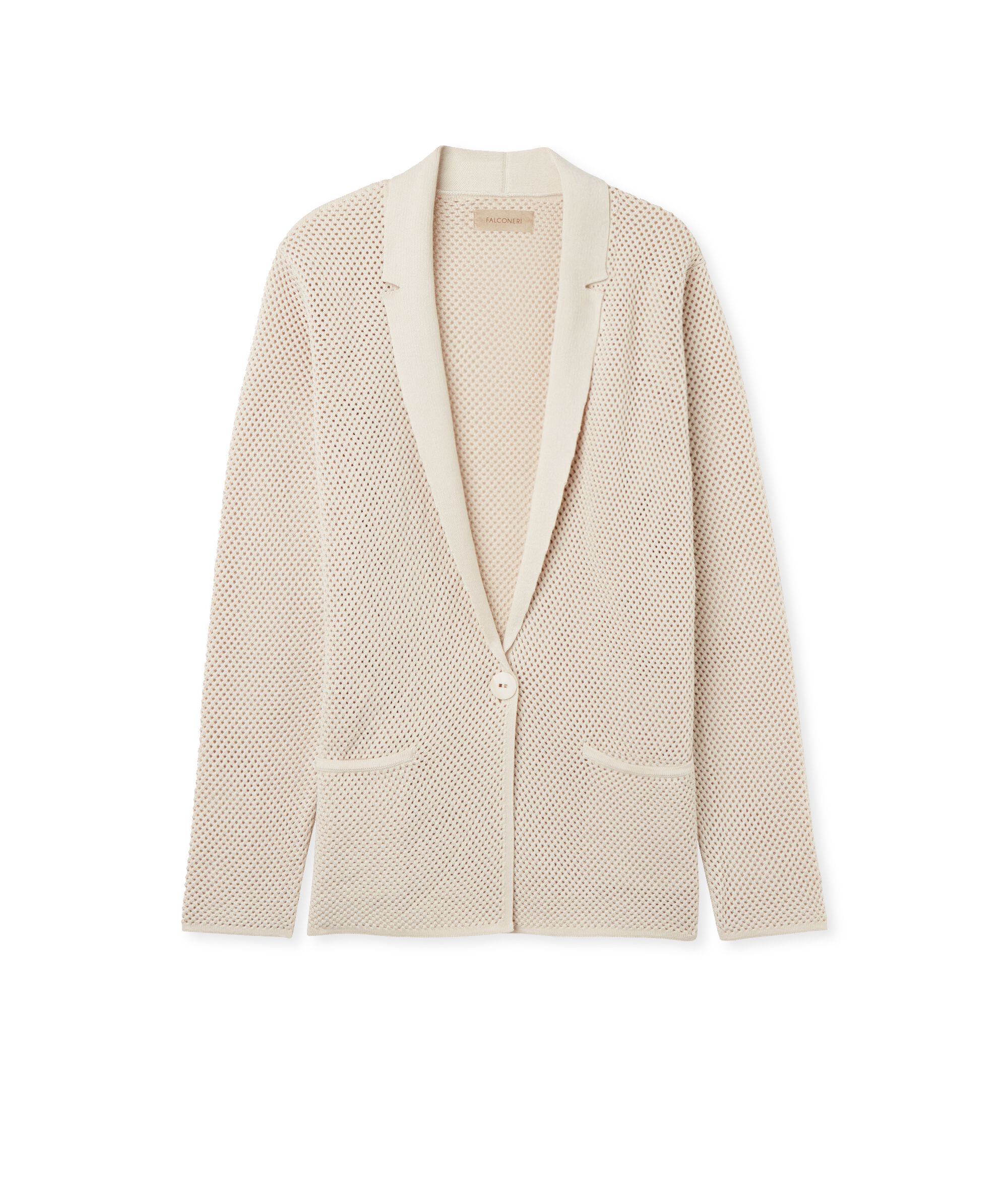 Two-Tone Crochet-Knit Jacket