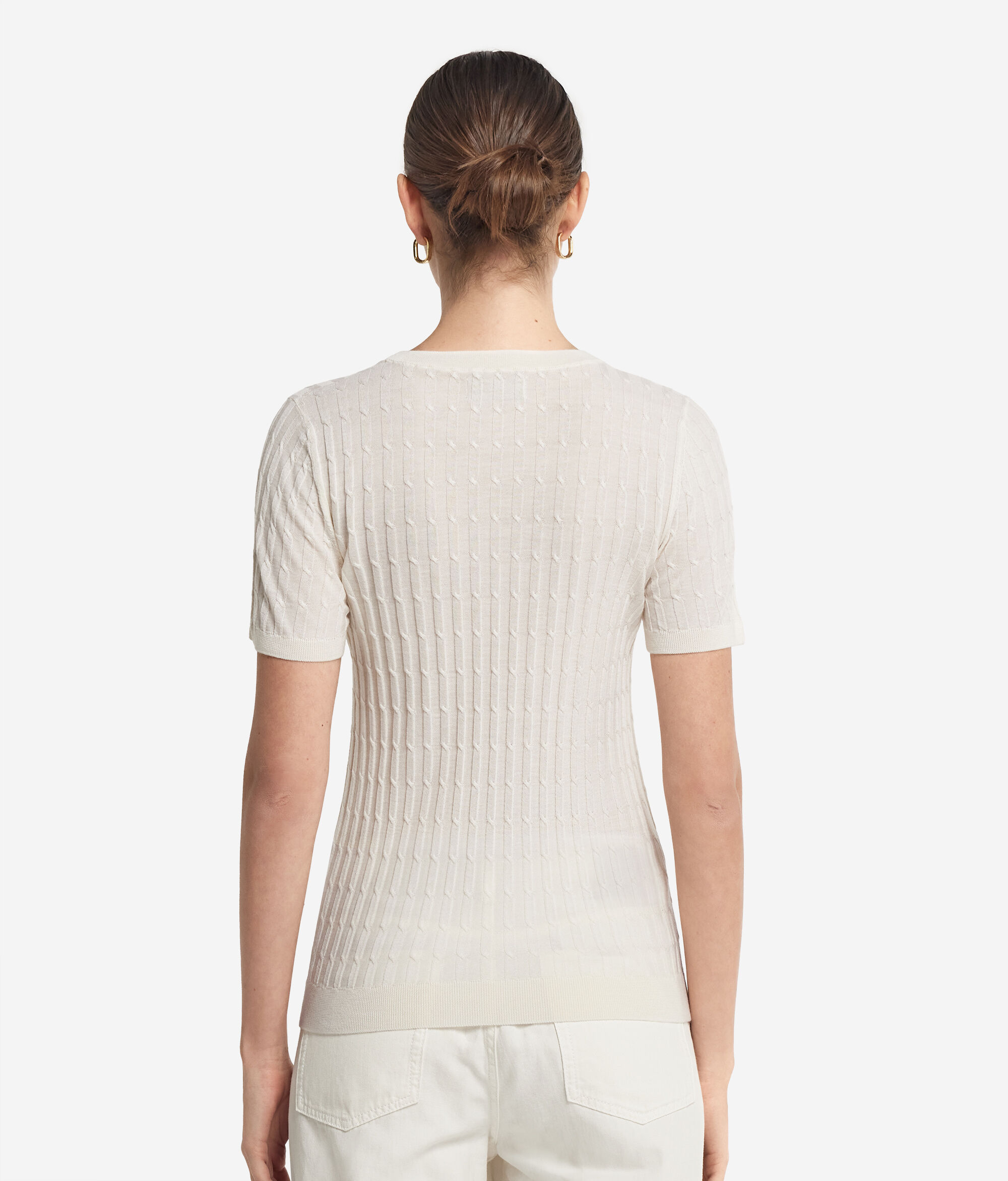 Maglia con Motivo a Treccina in Cashmere Ultrafine