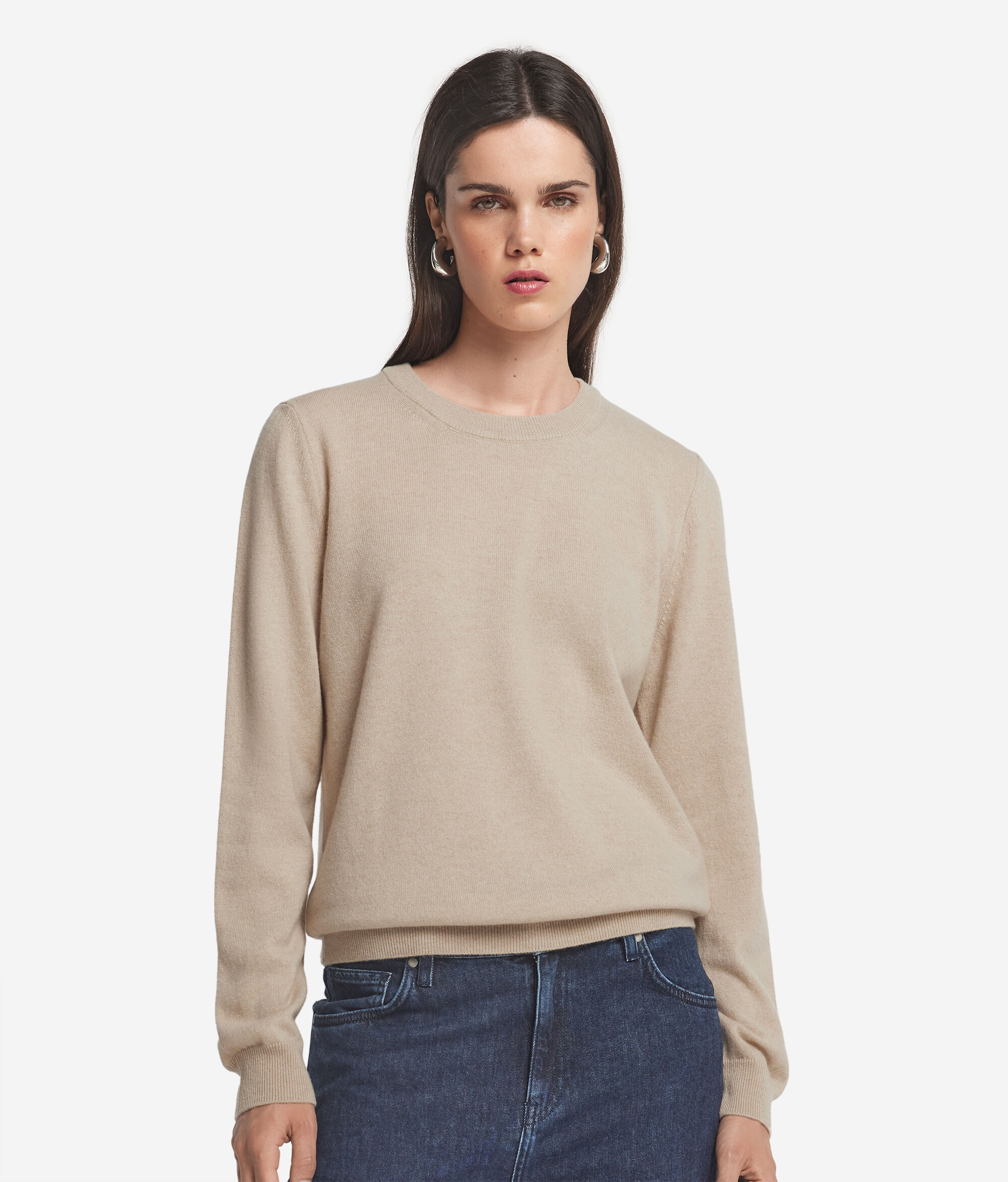 Pull à col rond et manches longues en cachemire ultra-doux