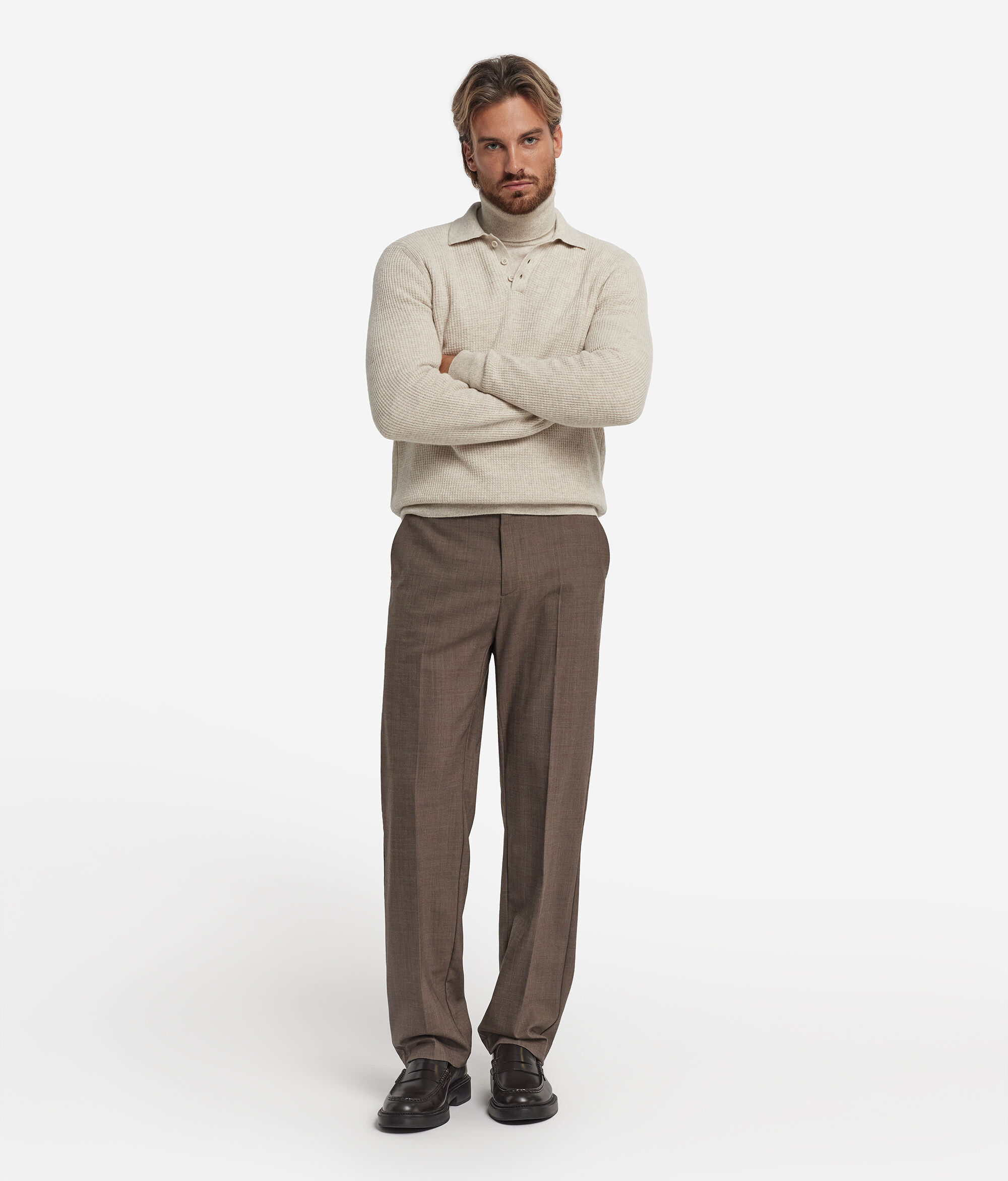 Polo tricotaj gofrat din Cașmir Ultrasoft