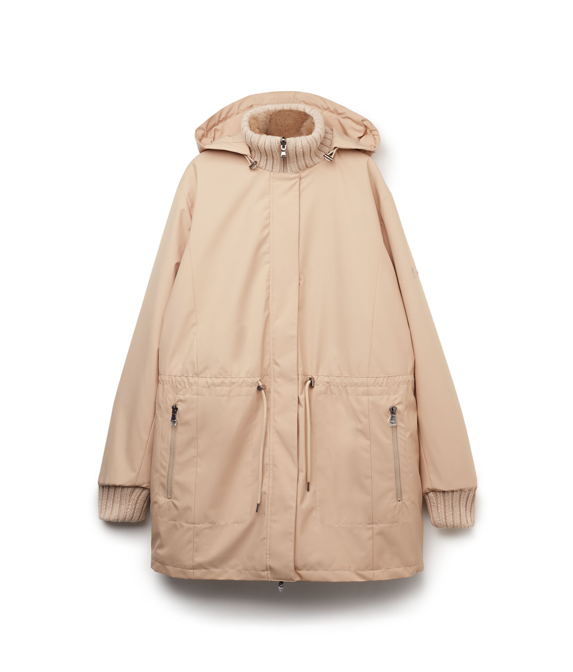 Reversible Technical Jacket with Rabbit Fur Lining