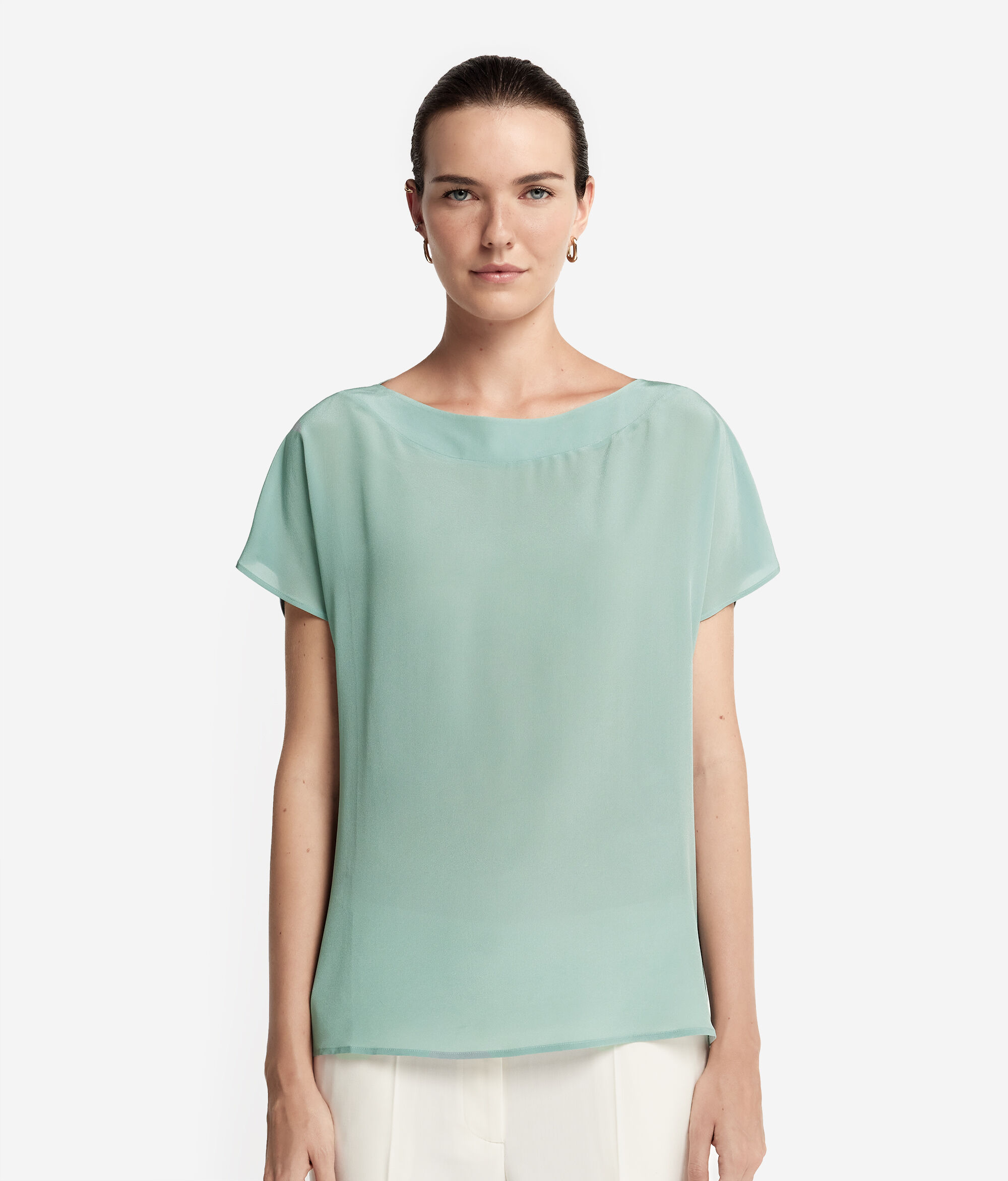 Silk and Modal Boat-Neck T-Shirt