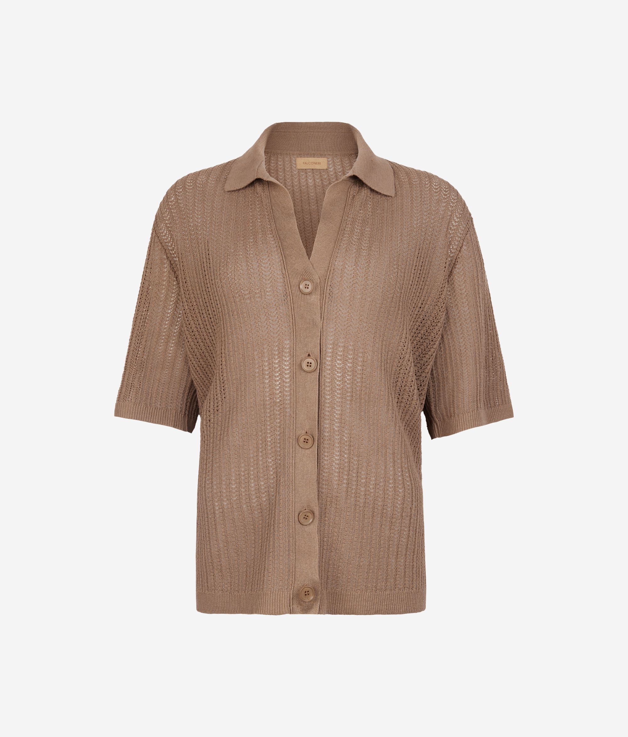 Ribbed Pointelle Shirt in Cotton