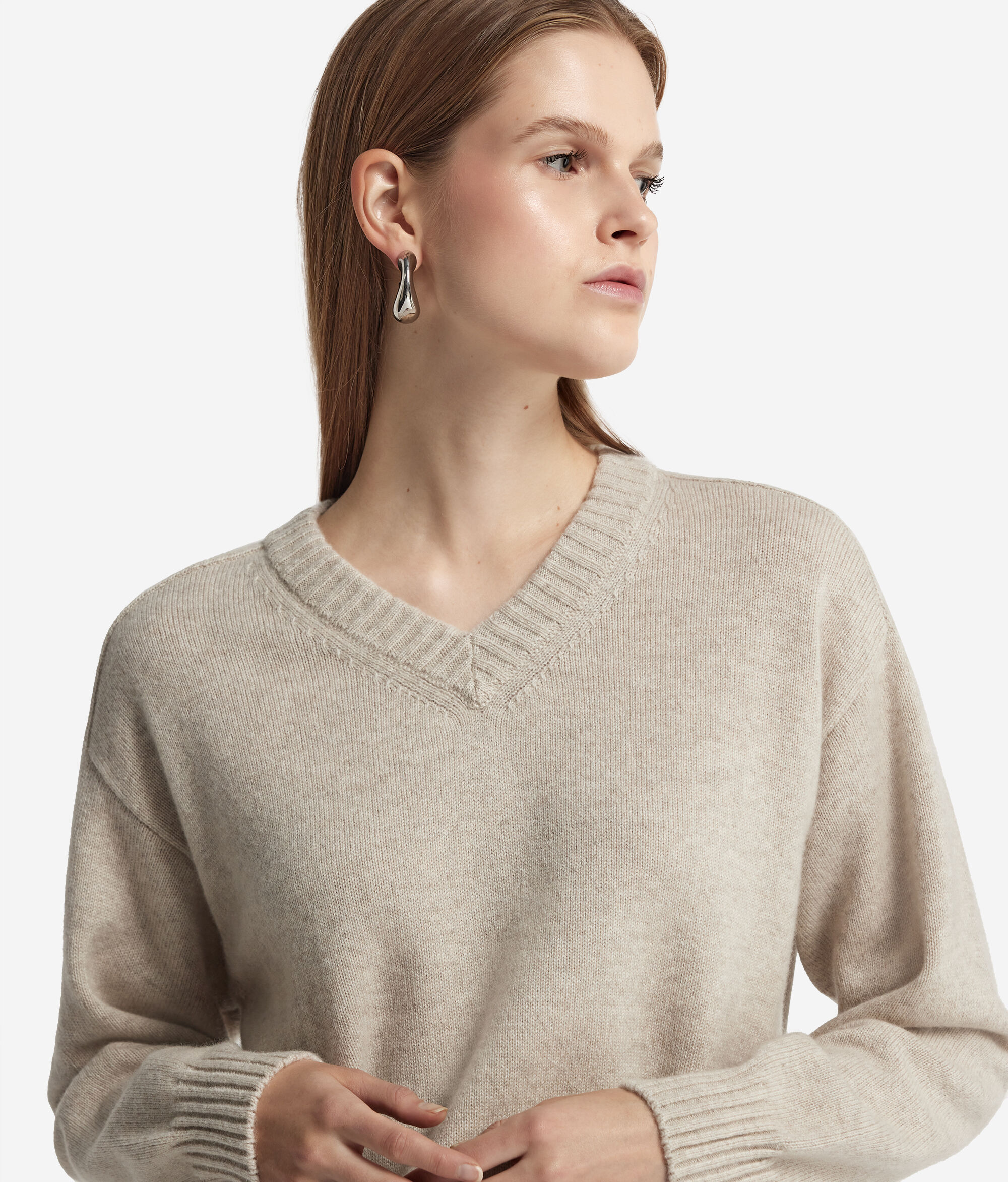 Ultrasoft Cashmere V-Neck Jumper with Set-In Sleeves