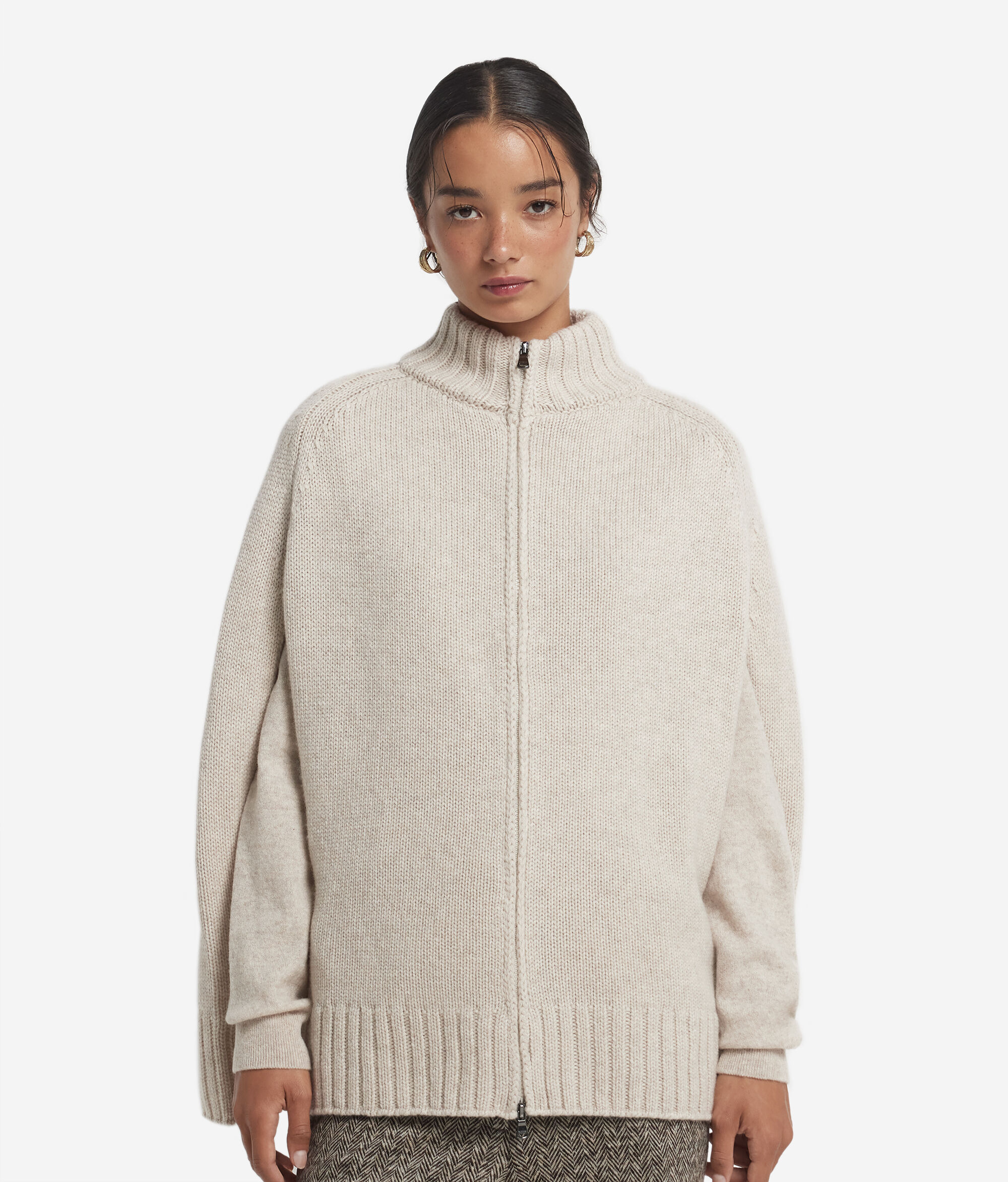 Cappa con zip in Cashmere Ultrasoft
