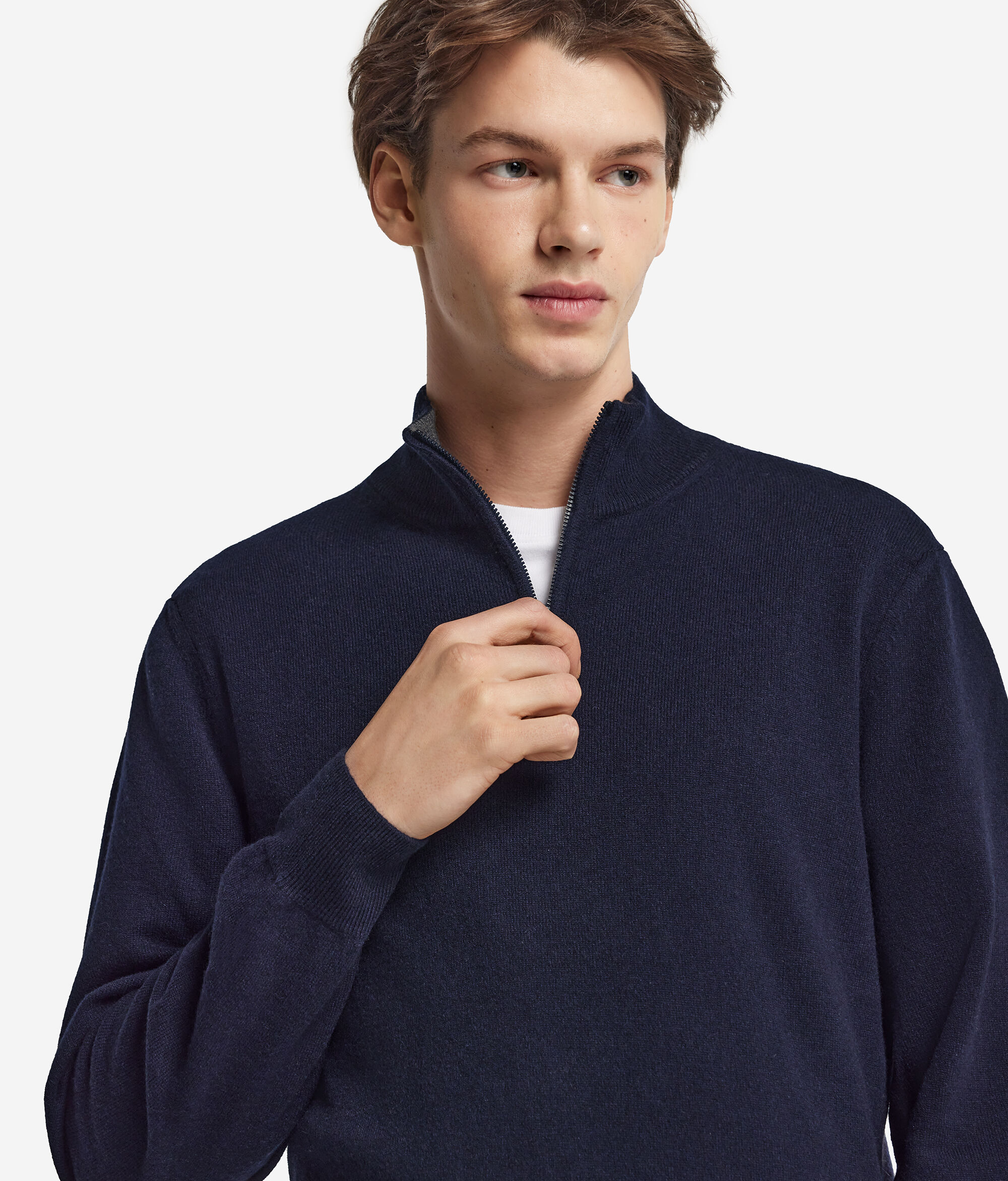 Ultrasoft Cashmere Half-Zip Funnel-Neck Jumper