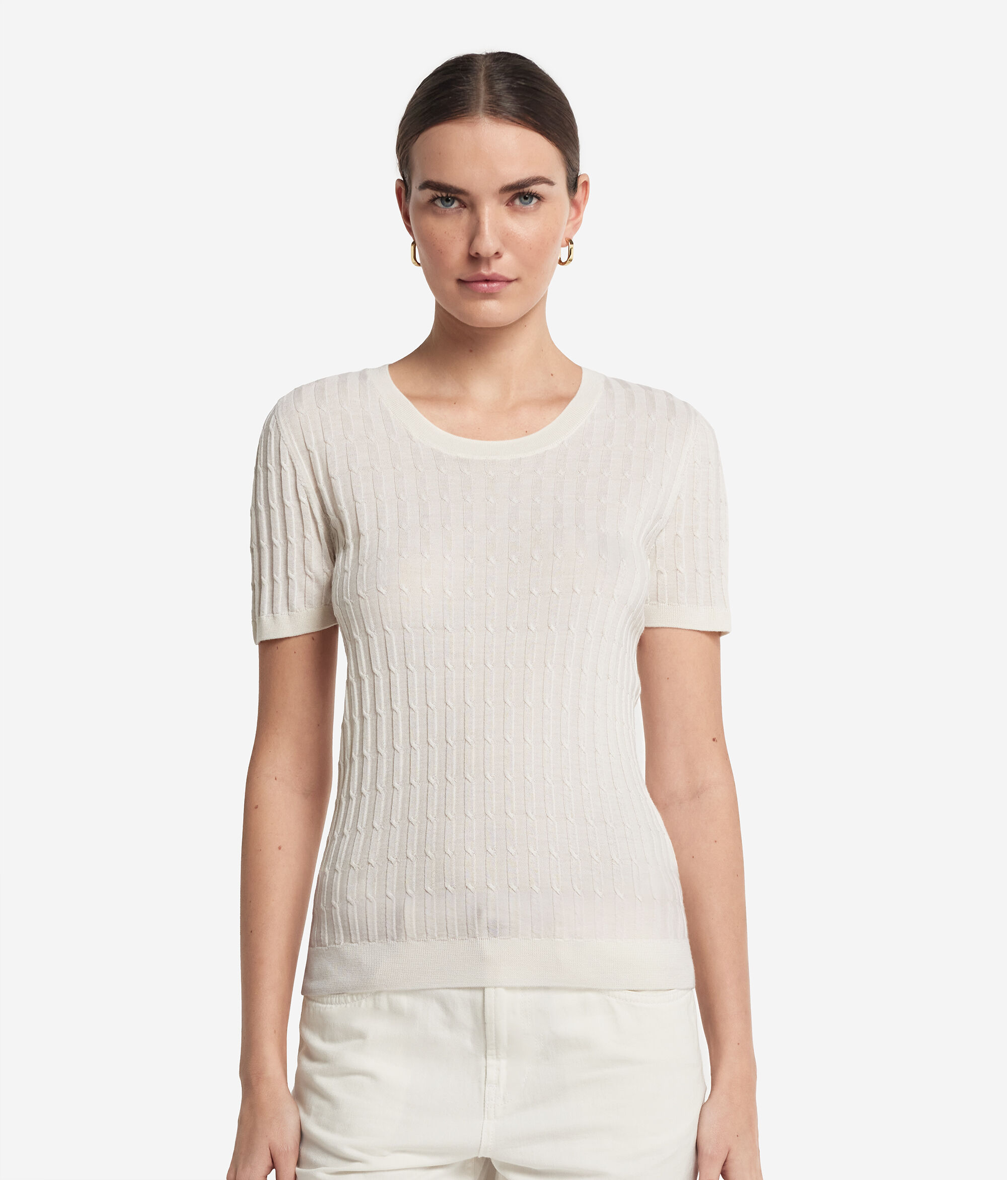 Maglia con Motivo a Treccina in Cashmere Ultrafine